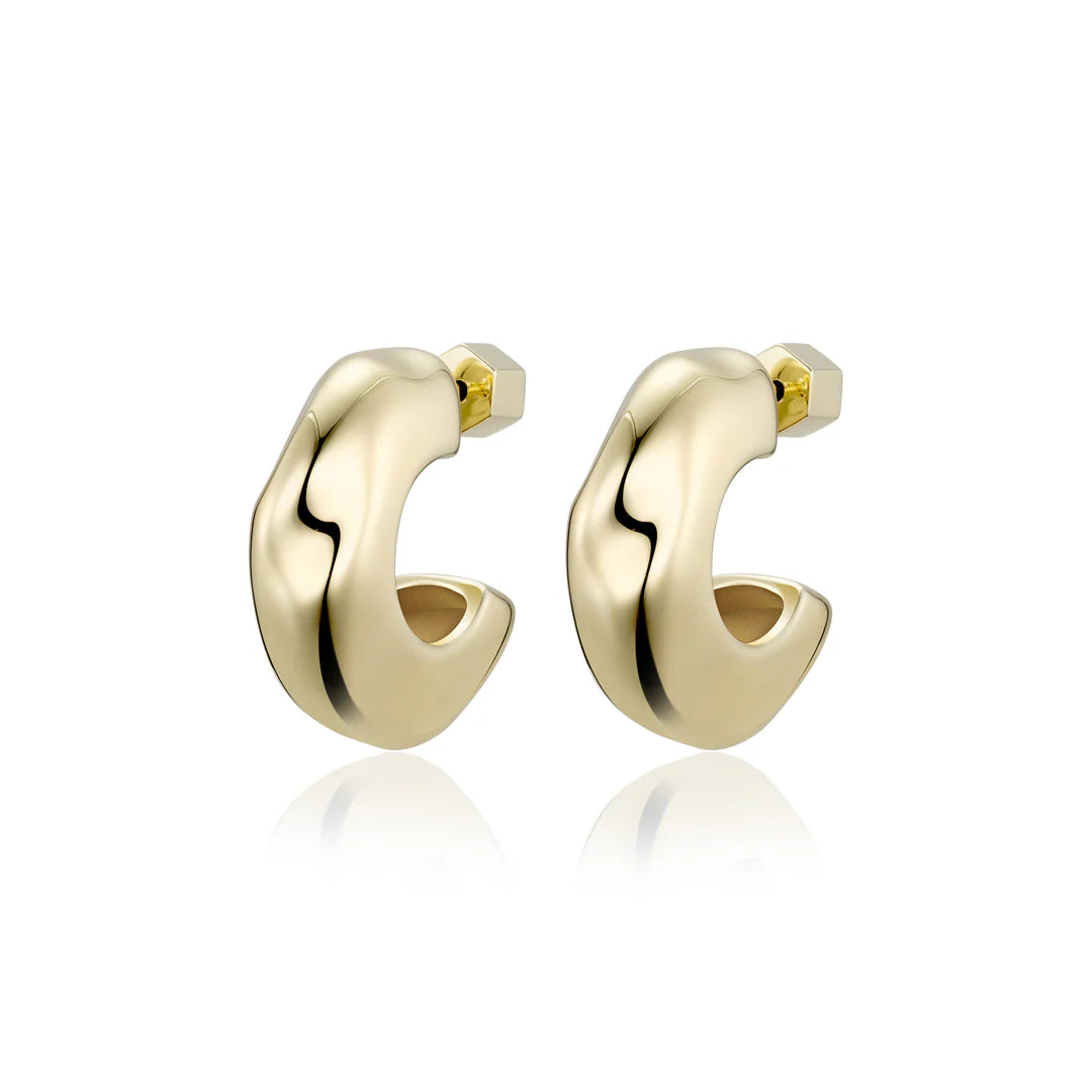 F+H Hammered Chubby Hoops GOLD