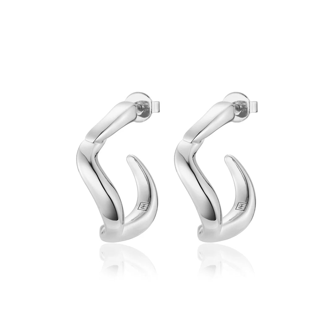 F+H Wave Hoop Earrings Small SILVER