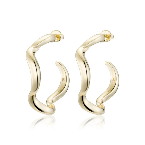 F&H STUDIOS Wave Hoop Earrings Large GOLD