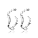 F+H Wave Hoop Earrings Large SILVER