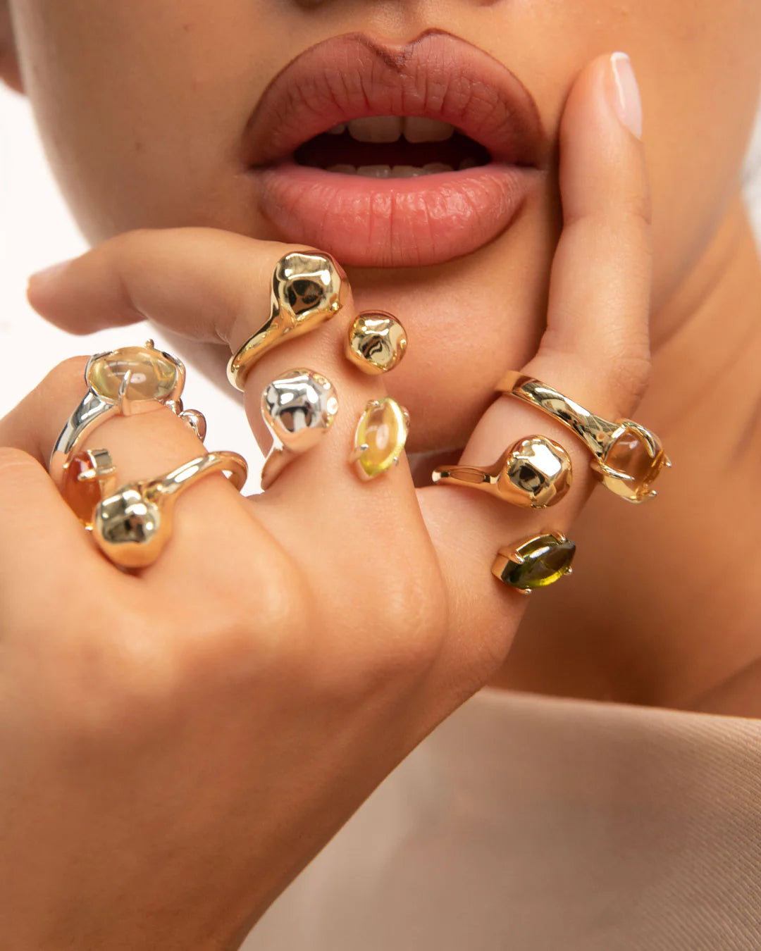 F+H Accord Gemstone Ring CZ Lemon Quartz SILVER
