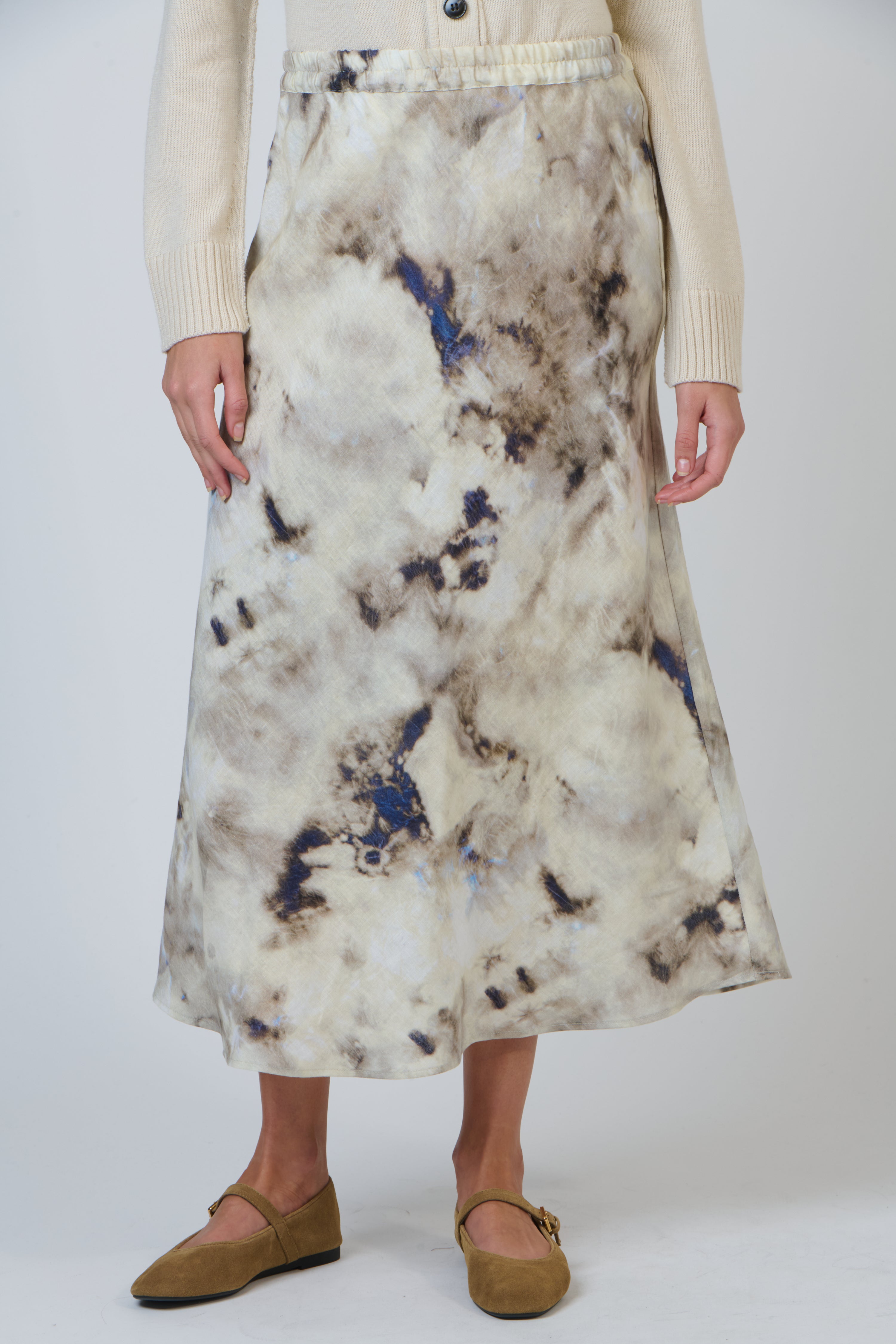 OLIVE ET JULIE Linen Aline Skirt EMPERADOR