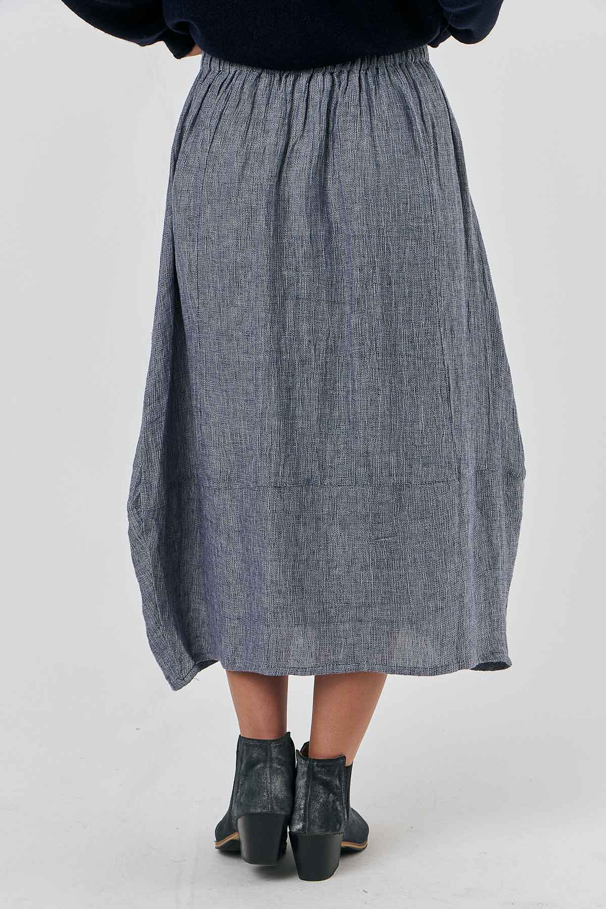 O&J Linen Midi Skirt NIGHTFALL