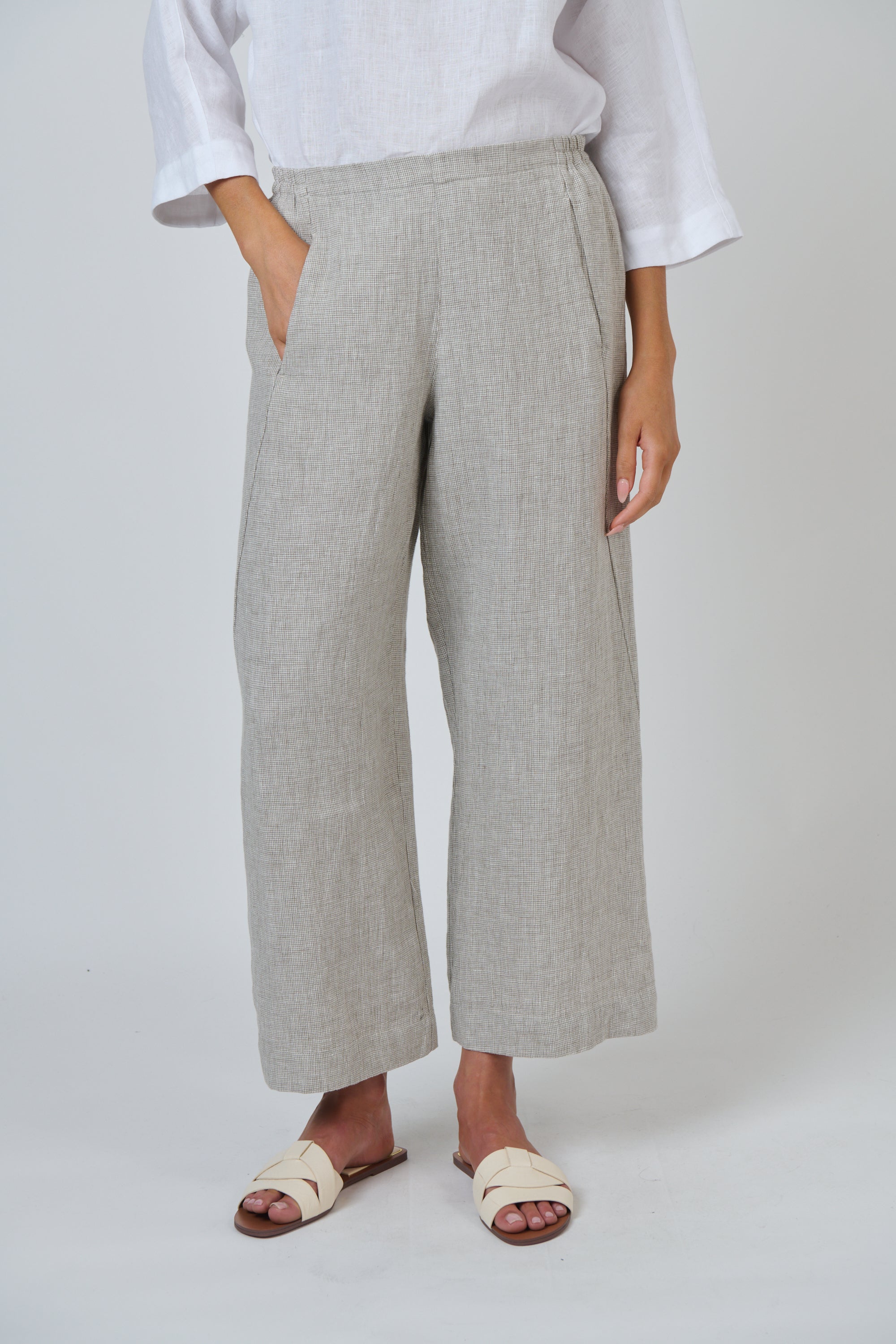 OLIVE ET JULIE Wide Leg Linen Pant MOUSSE