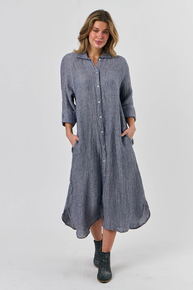 Olive et Julie Linen Maxi Dress NIGHTFALL