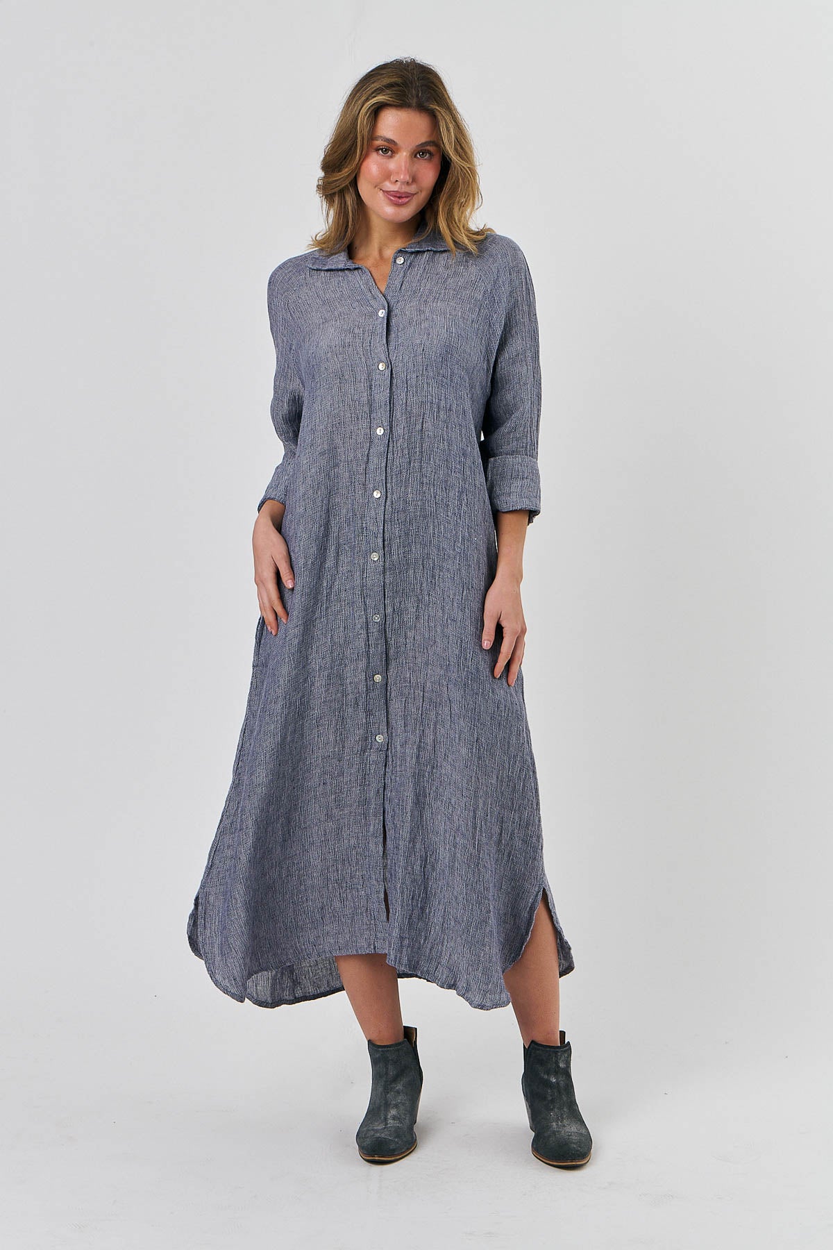 Olive et Julie Linen Maxi Dress NIGHTFALL