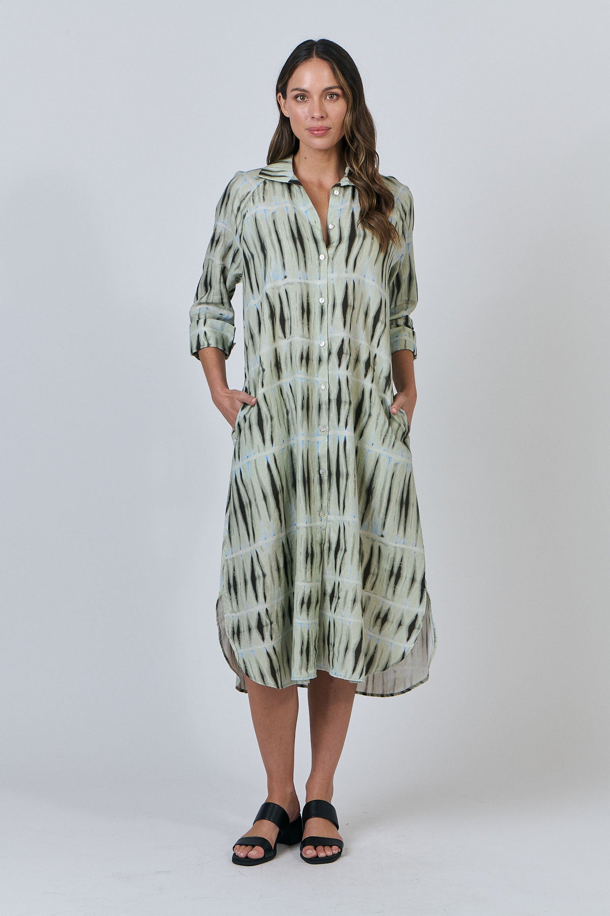 OLIVE ET JULIE Linen Shirtdress EXPOSURE