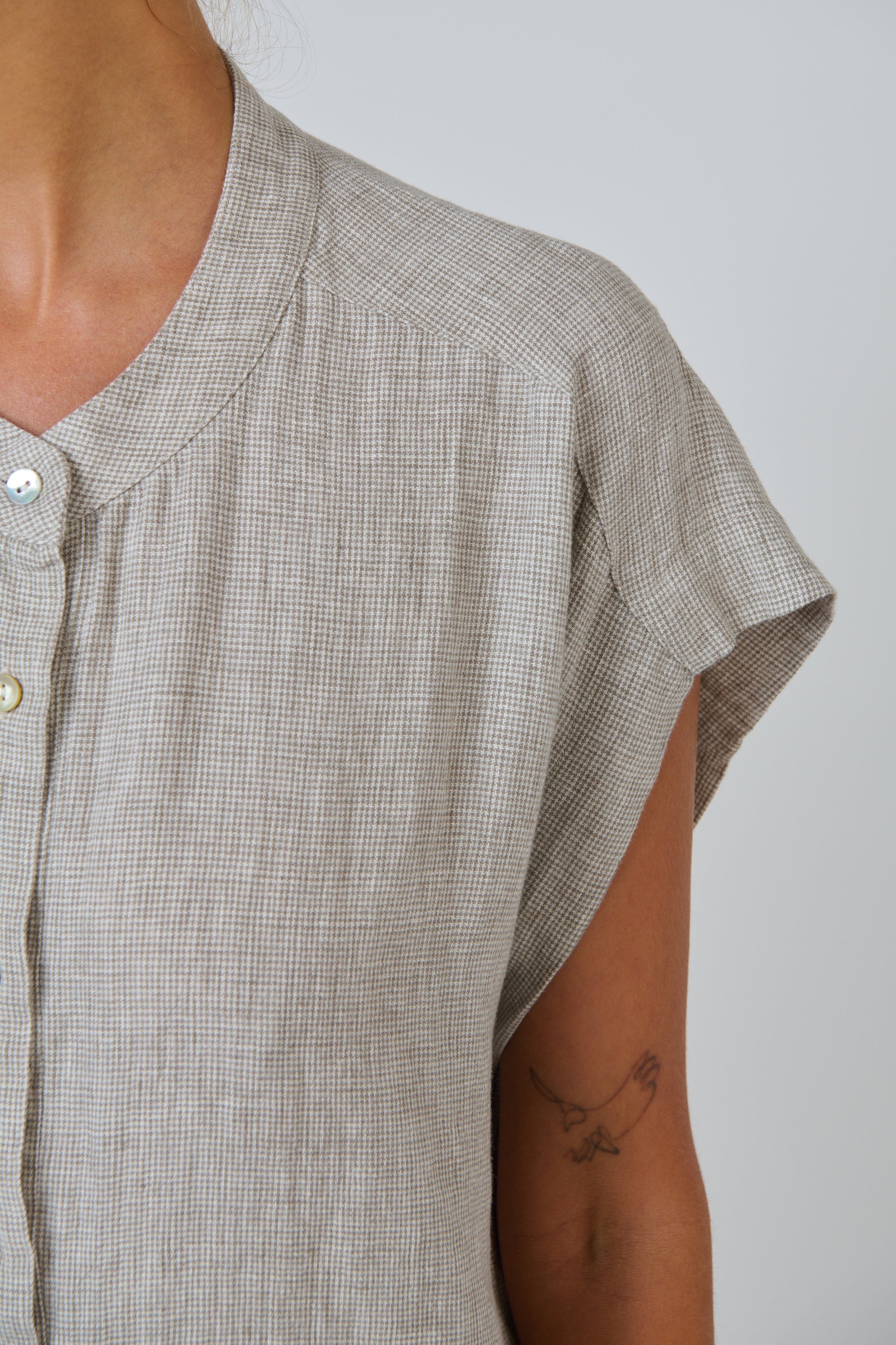 OLIVE ET JULIE Cap Sleeve Linen Top MOUSSE