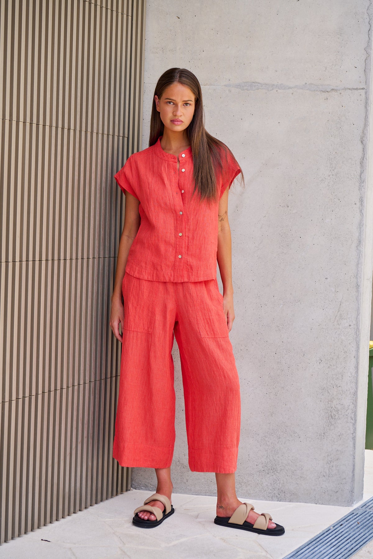 OLIVE ET JULIE Cropped Linen Pant SUNSET STRIP