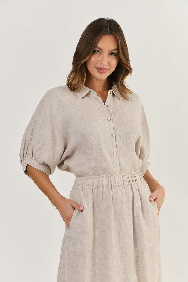 OLIVE ET JULIE  Linen Top DUNE