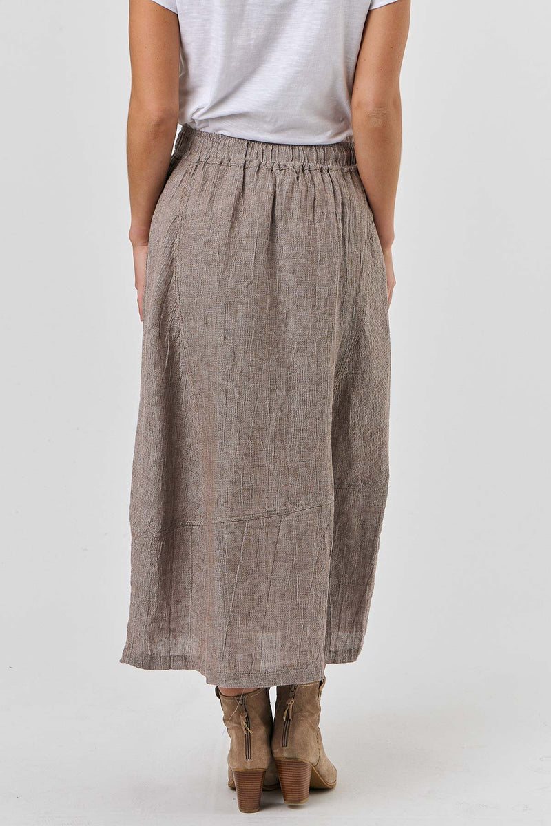 Olive et Julie Linen Midi Skirt TRUFFLE