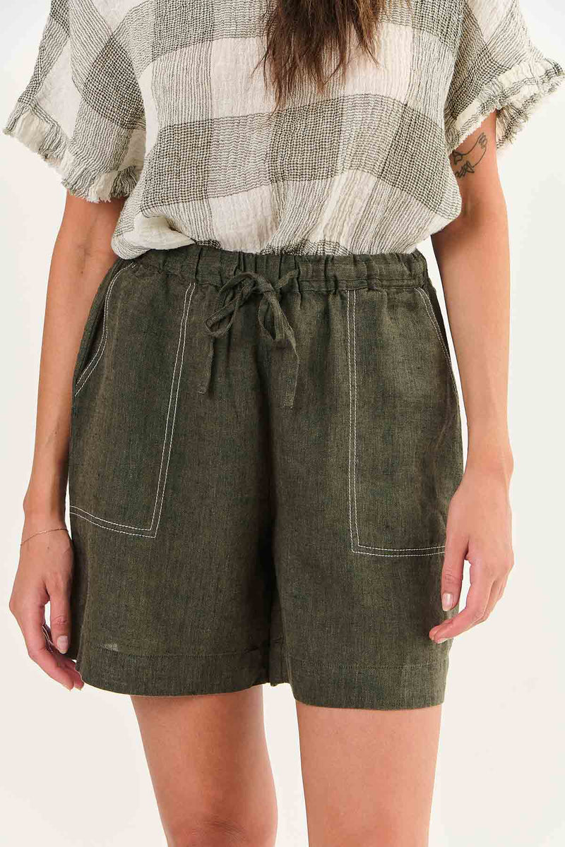 OLIVE ET JULIE Linen Short LICORICE