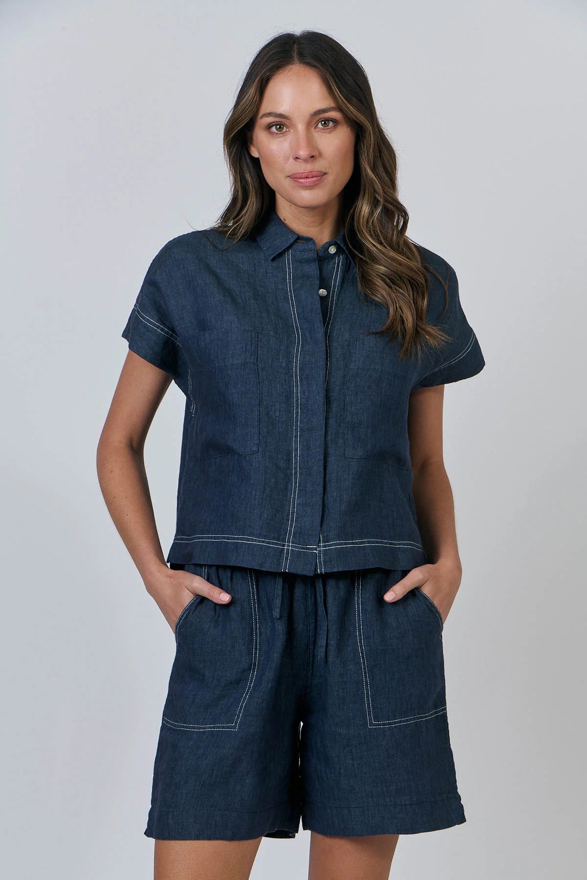 OLIVE ET JULIE Linen Short POSEIDON