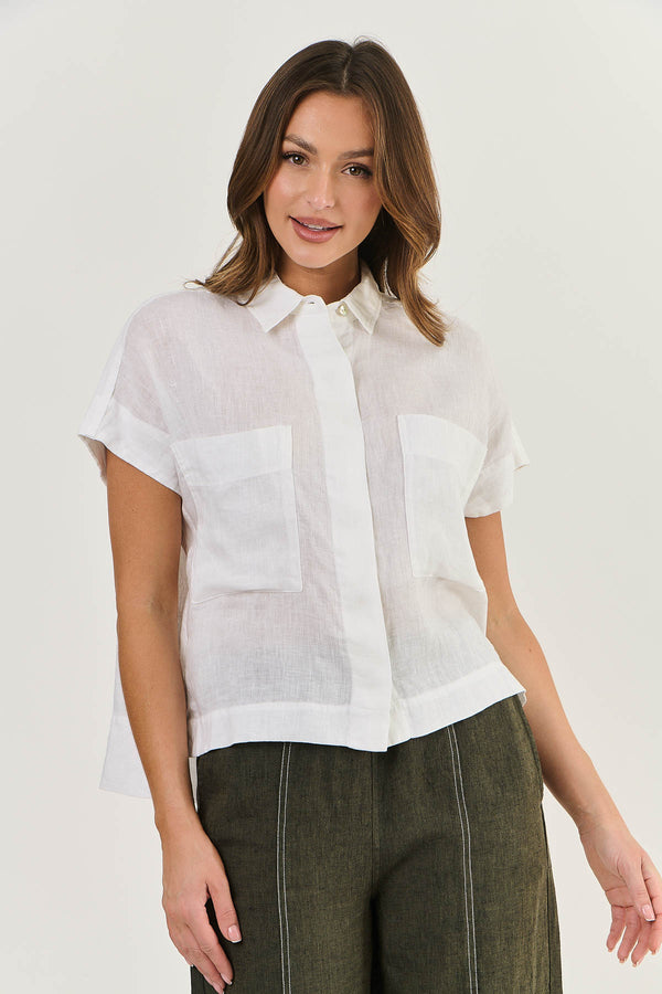 OLIVE ET JULIE Linen Shirt WHITE