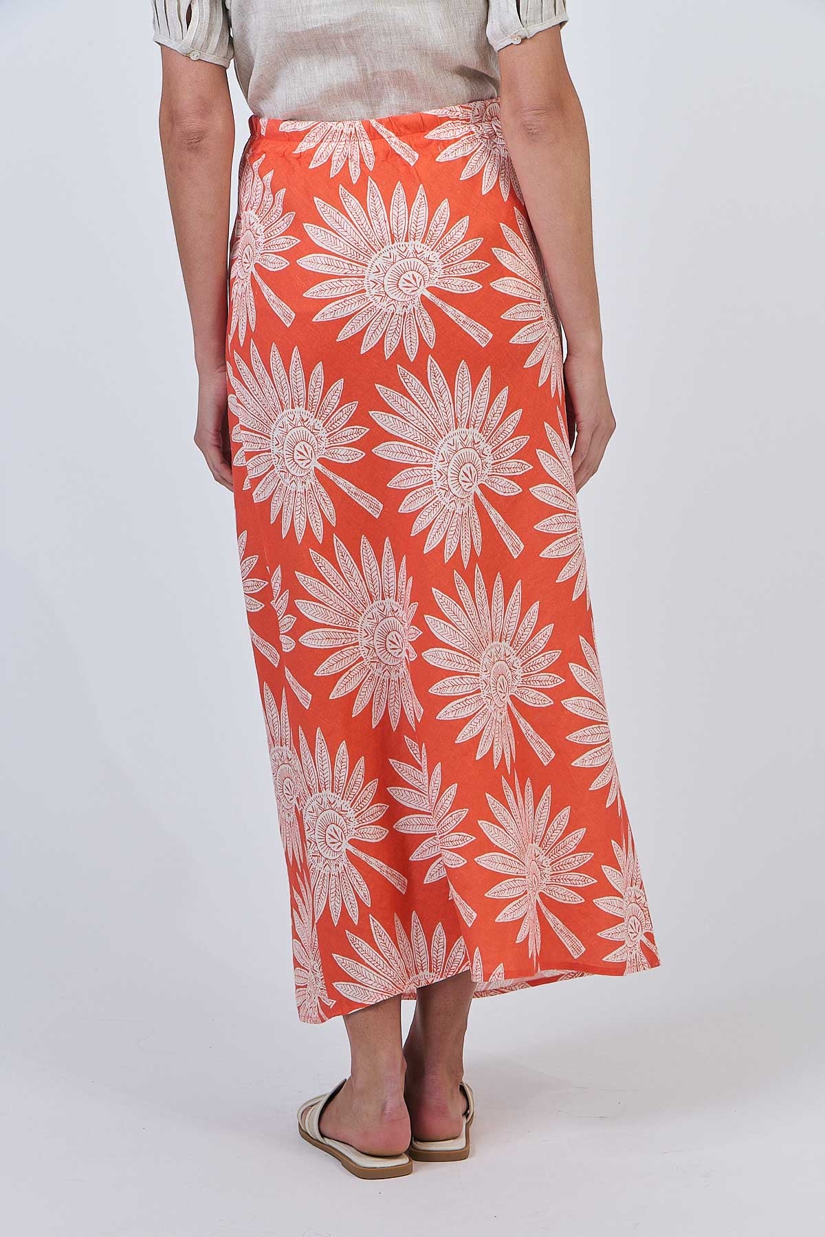 OLIVE ET JULIE Linen Aline Skirt SUNSET PALM