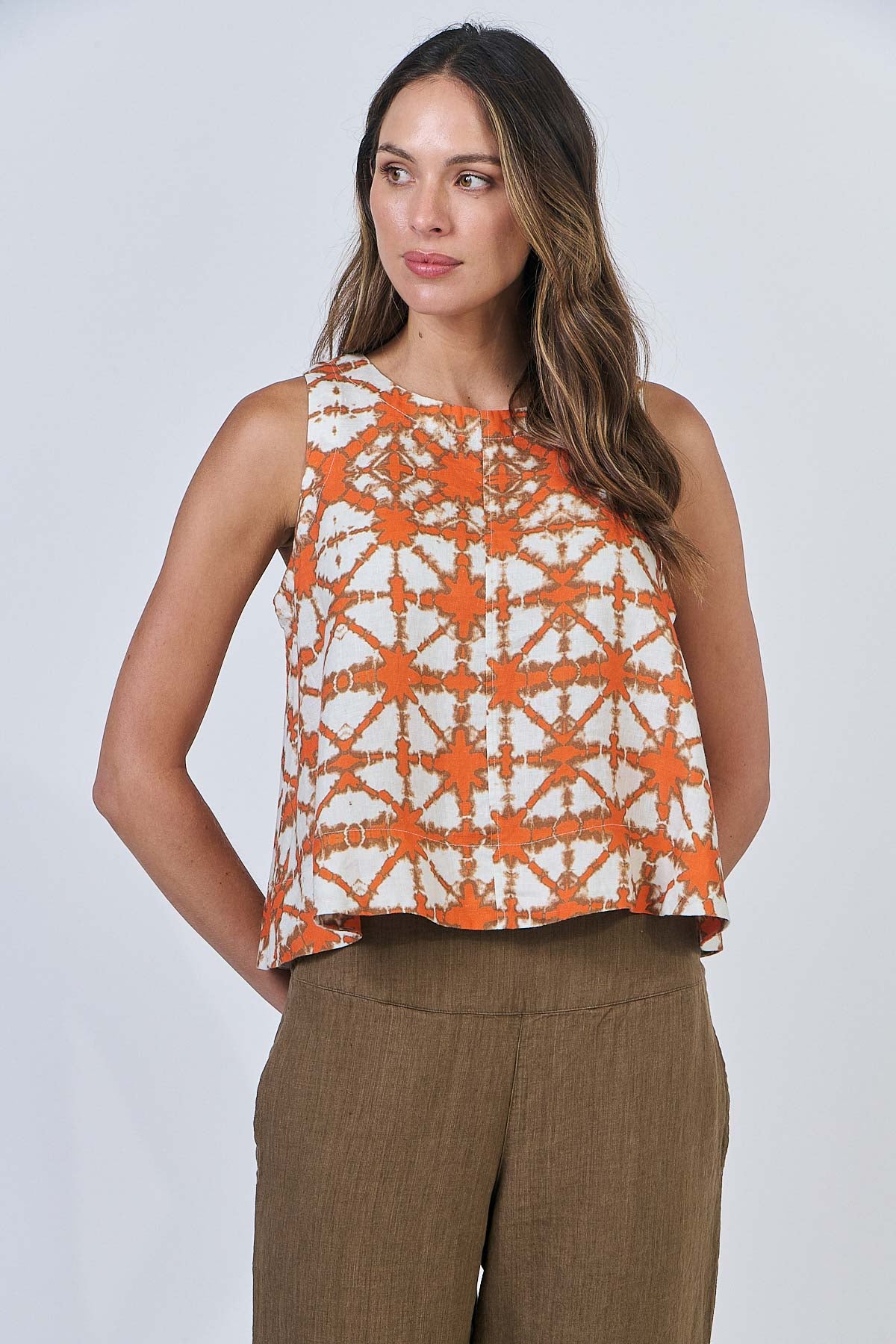 OLIVE ET JULIE Linen Shell Top URCHIN ORANGE