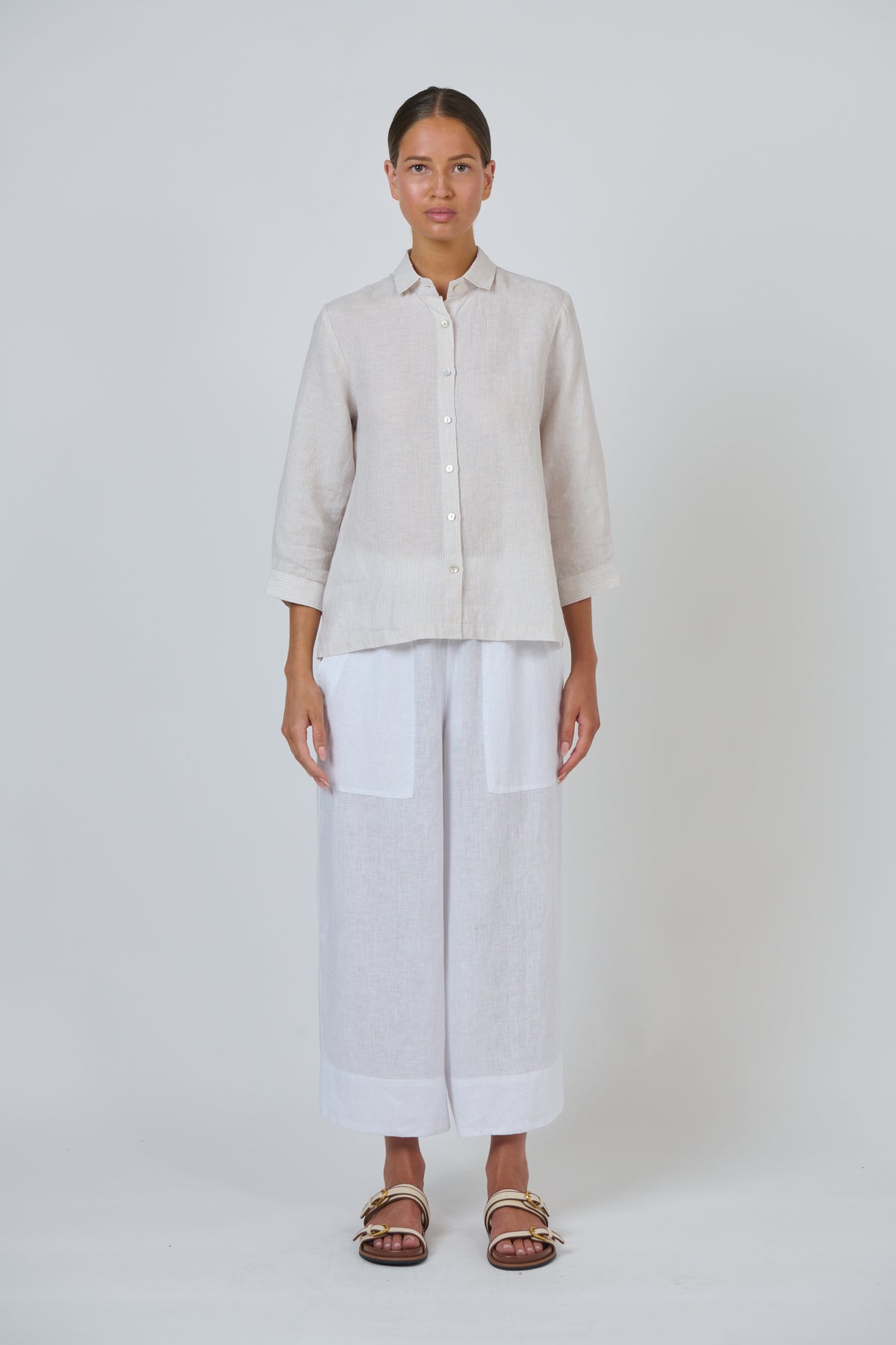 OLIVE ET JULIE 3/4 Sleeve Linen Shirt SESAME