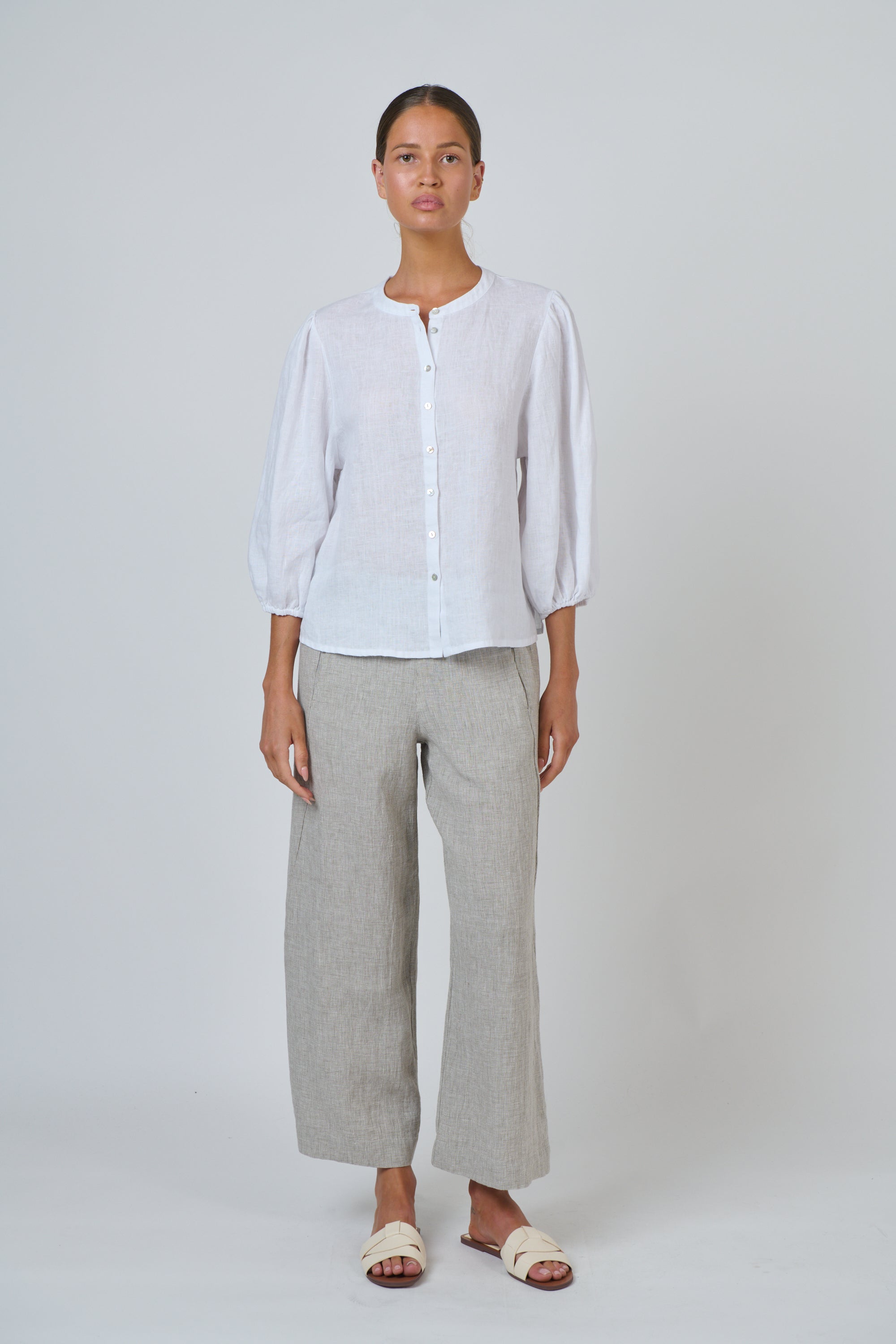 OLIVE ET JULIE Wide Leg Linen Pant MOUSSE