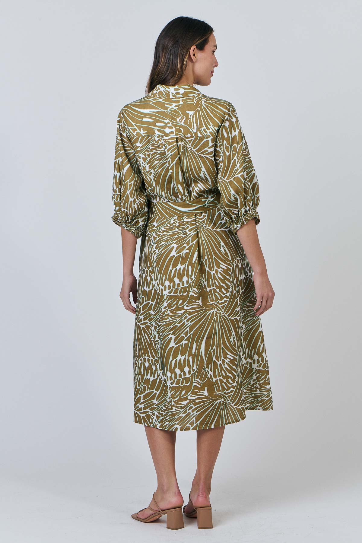 OLIVE ET JULIE Linen Shirtdress OLIVE BLOOM