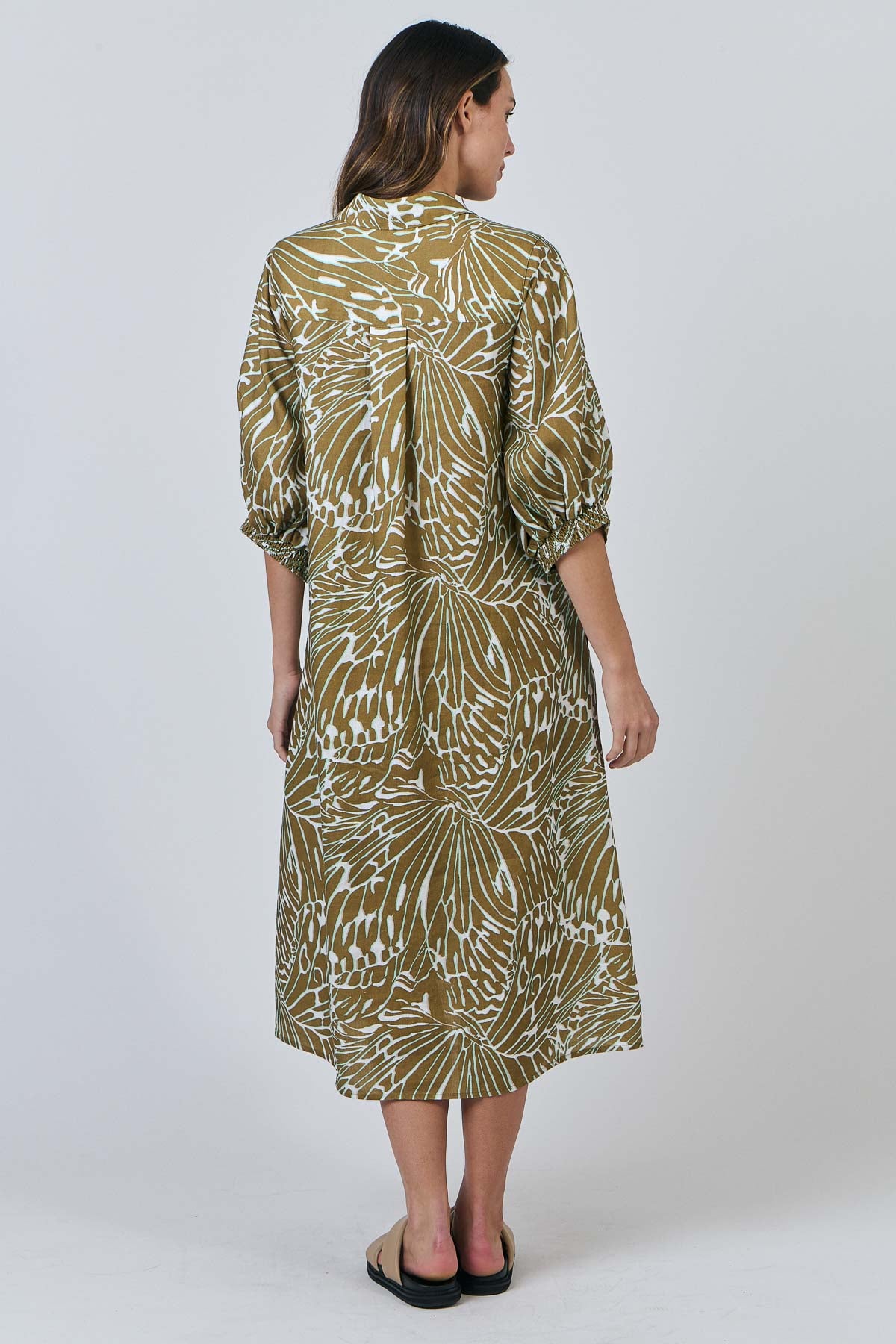 OLIVE ET JULIE Linen Shirtdress OLIVE BLOOM