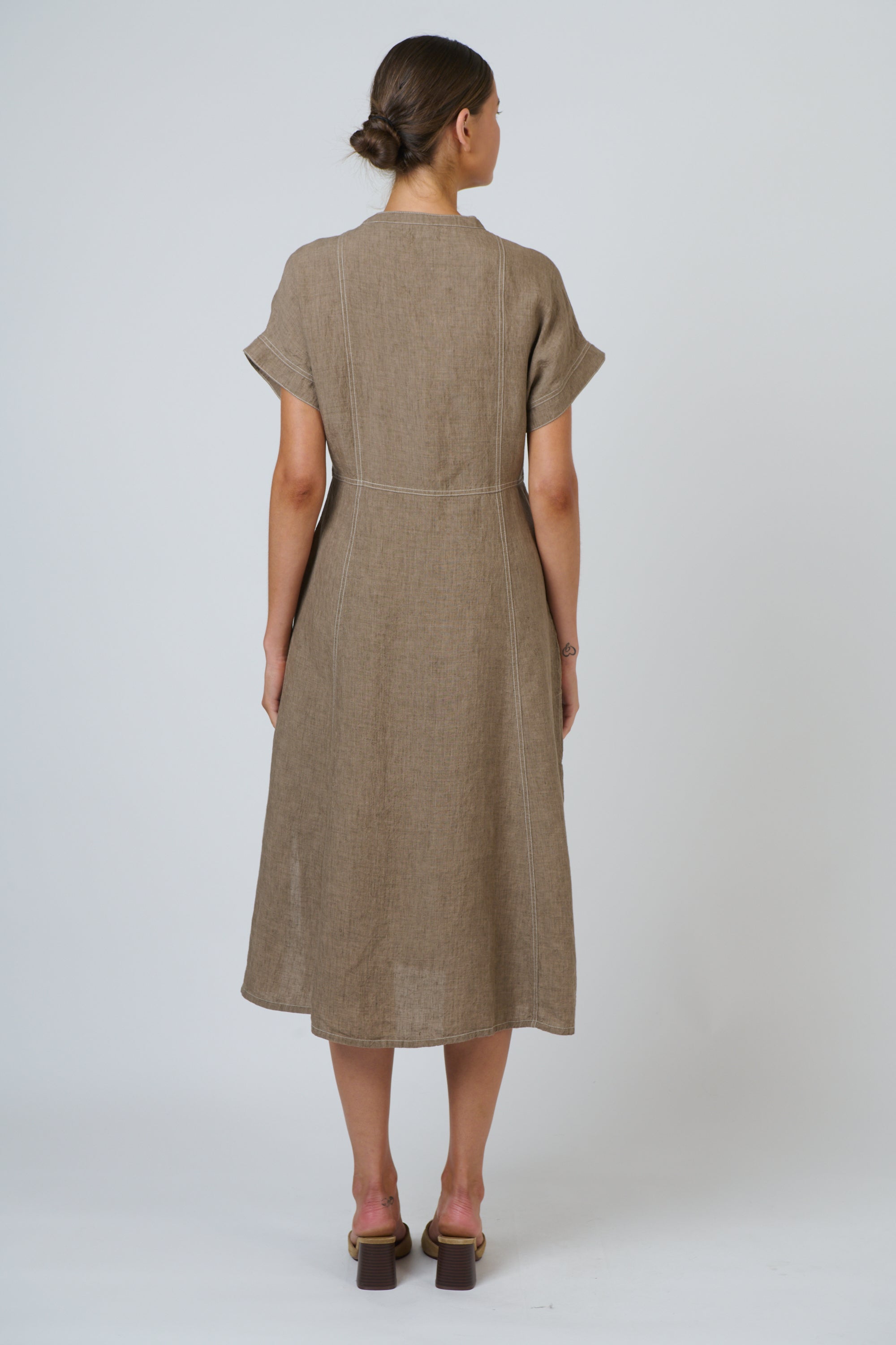 OLIVE ET JULIE Linen Midi Dress AGATE