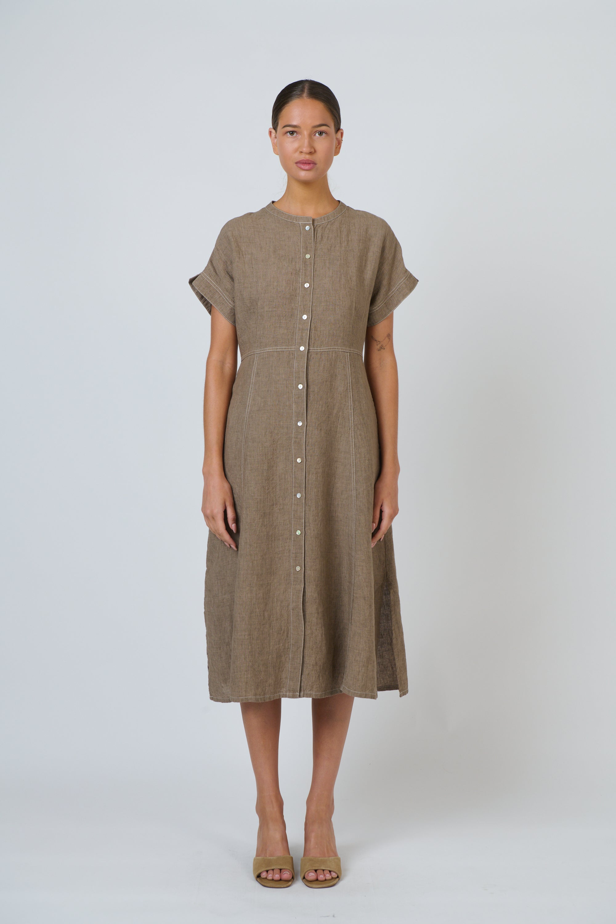 OLIVE ET JULIE Linen Midi Dress AGATE