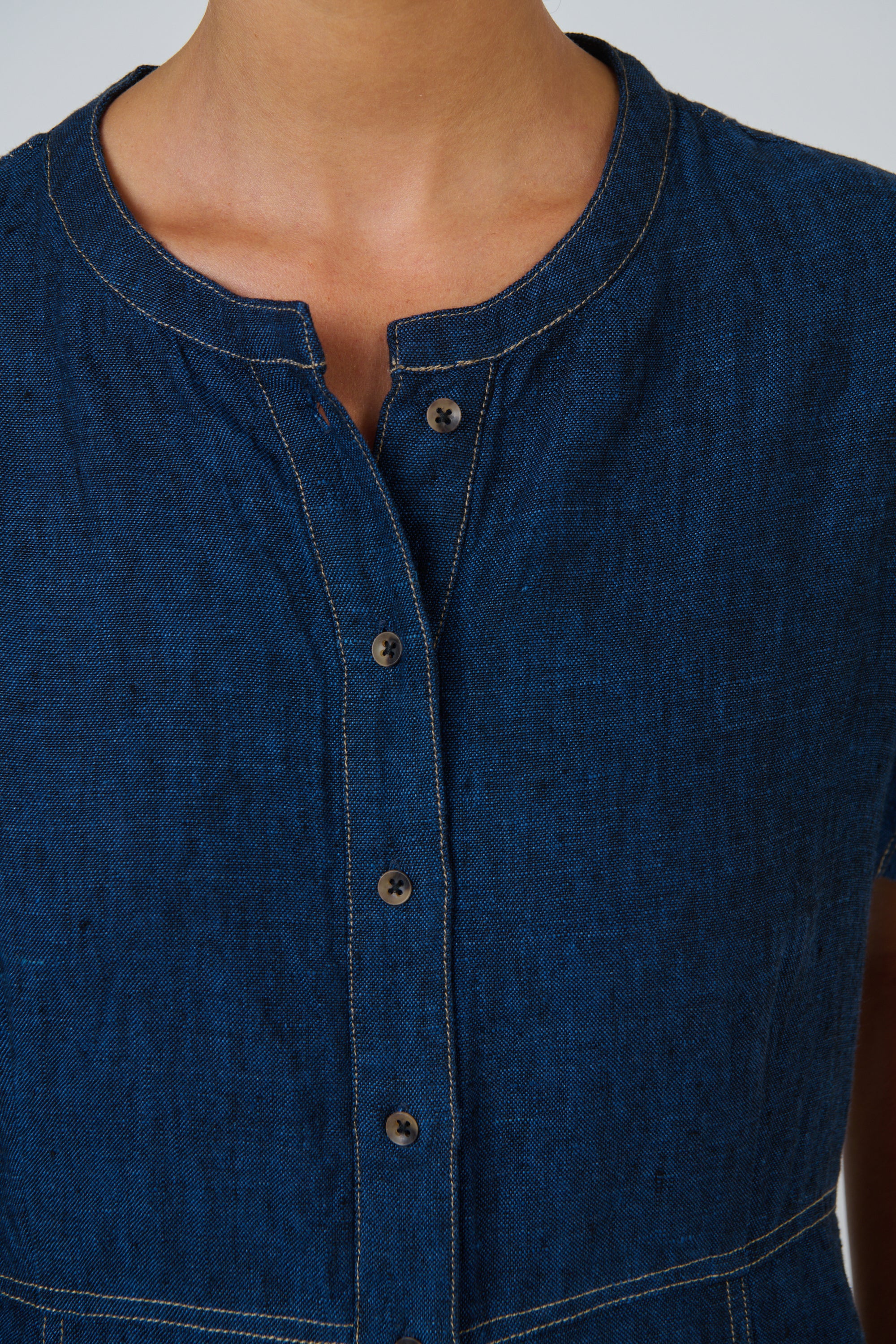 OLIVE ET JULIE Linen Midi Dress ECLIPSE