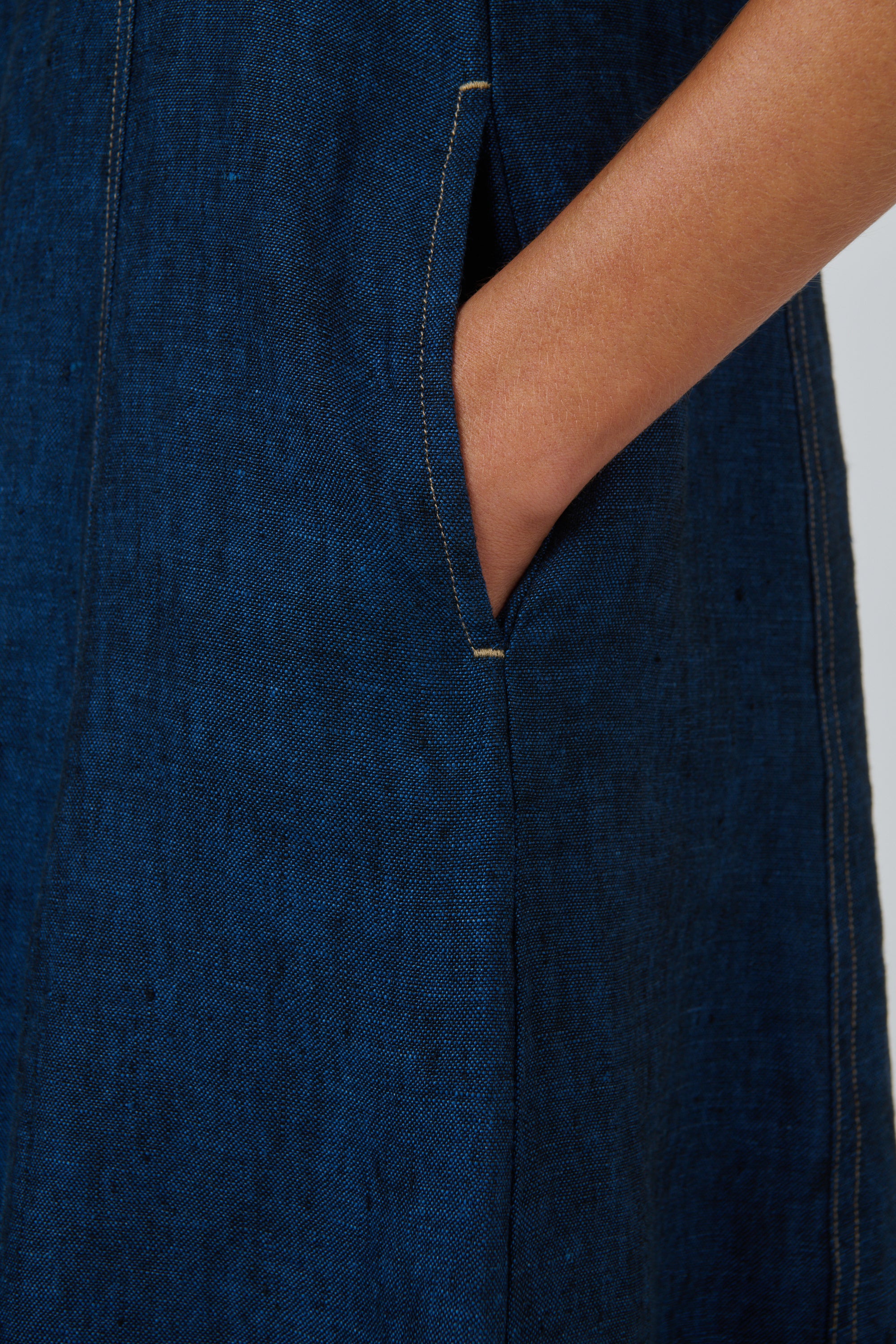 OLIVE ET JULIE Linen Midi Dress ECLIPSE