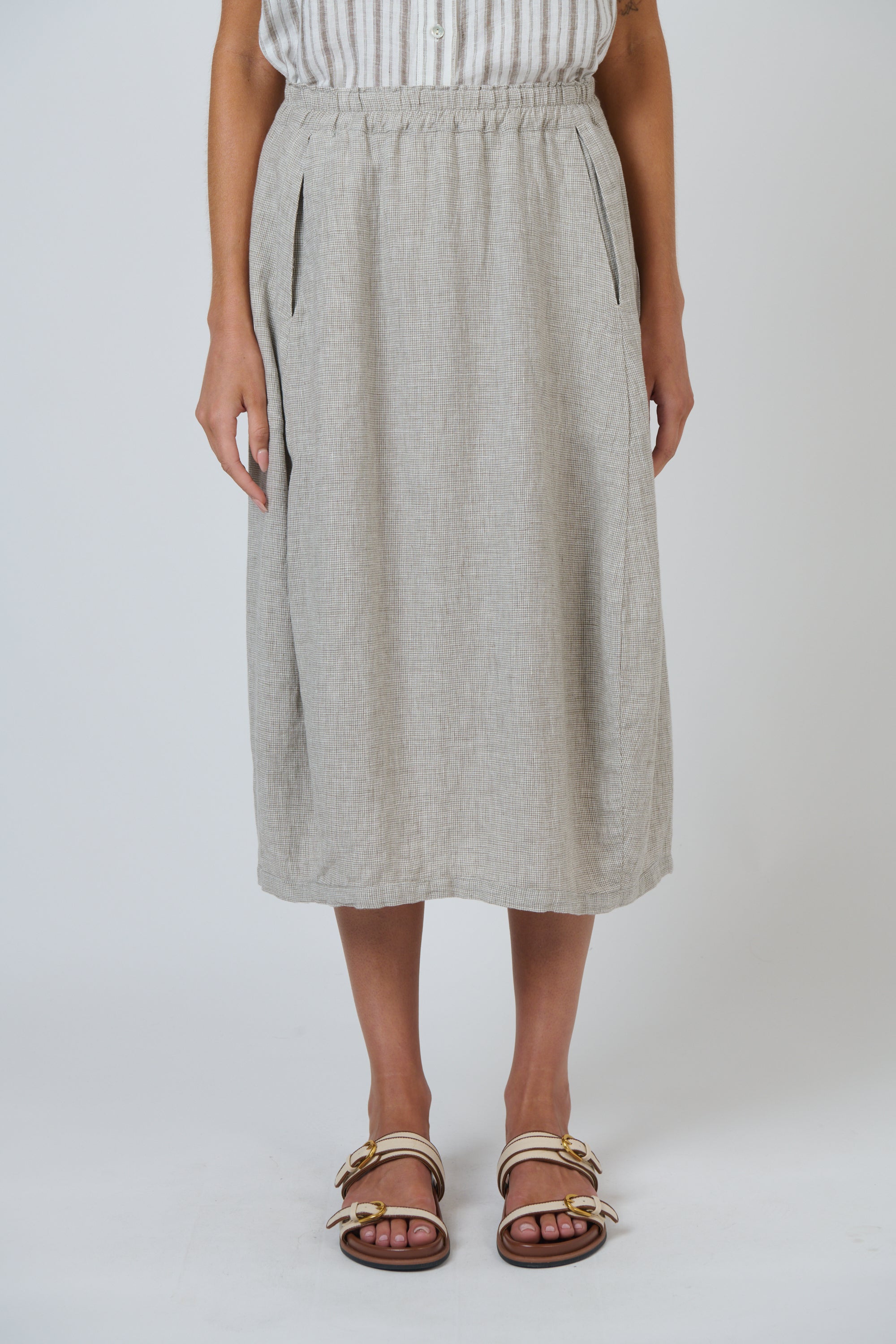 OLIVE ET JULIE Linen Midi Skirt MOUSSE