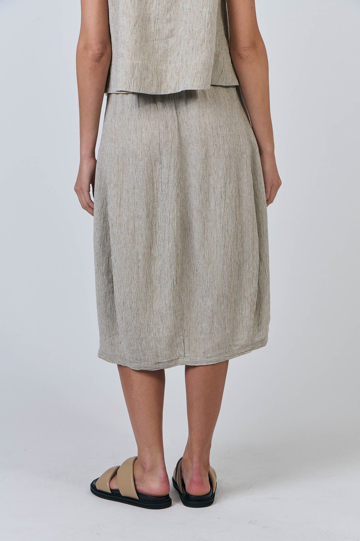 OLIVE ET JULIE Linen Pocket Skirt FINE STRIPE