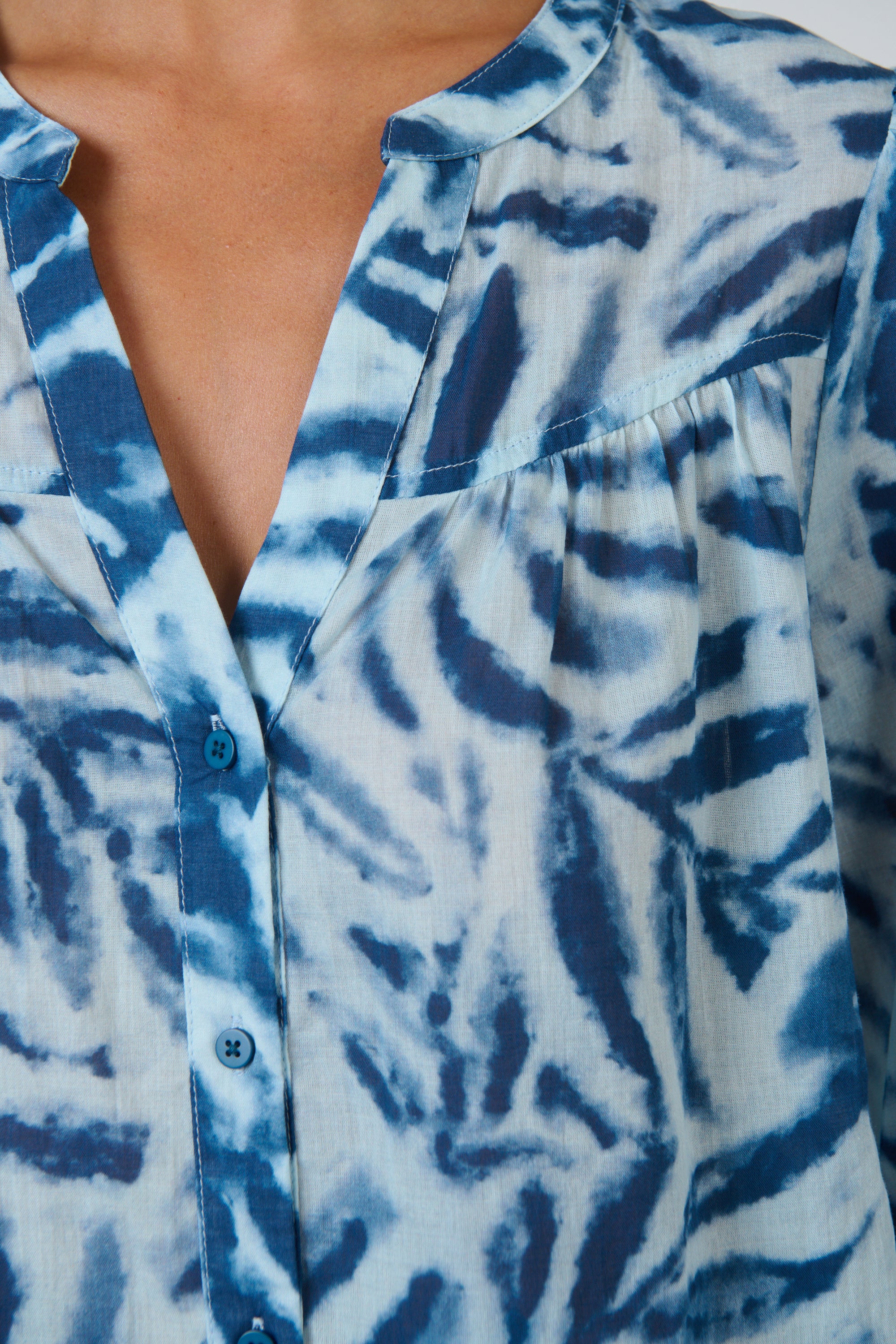 OLIVE ET JULIE Sleeved Cotton Blouse PALMIER