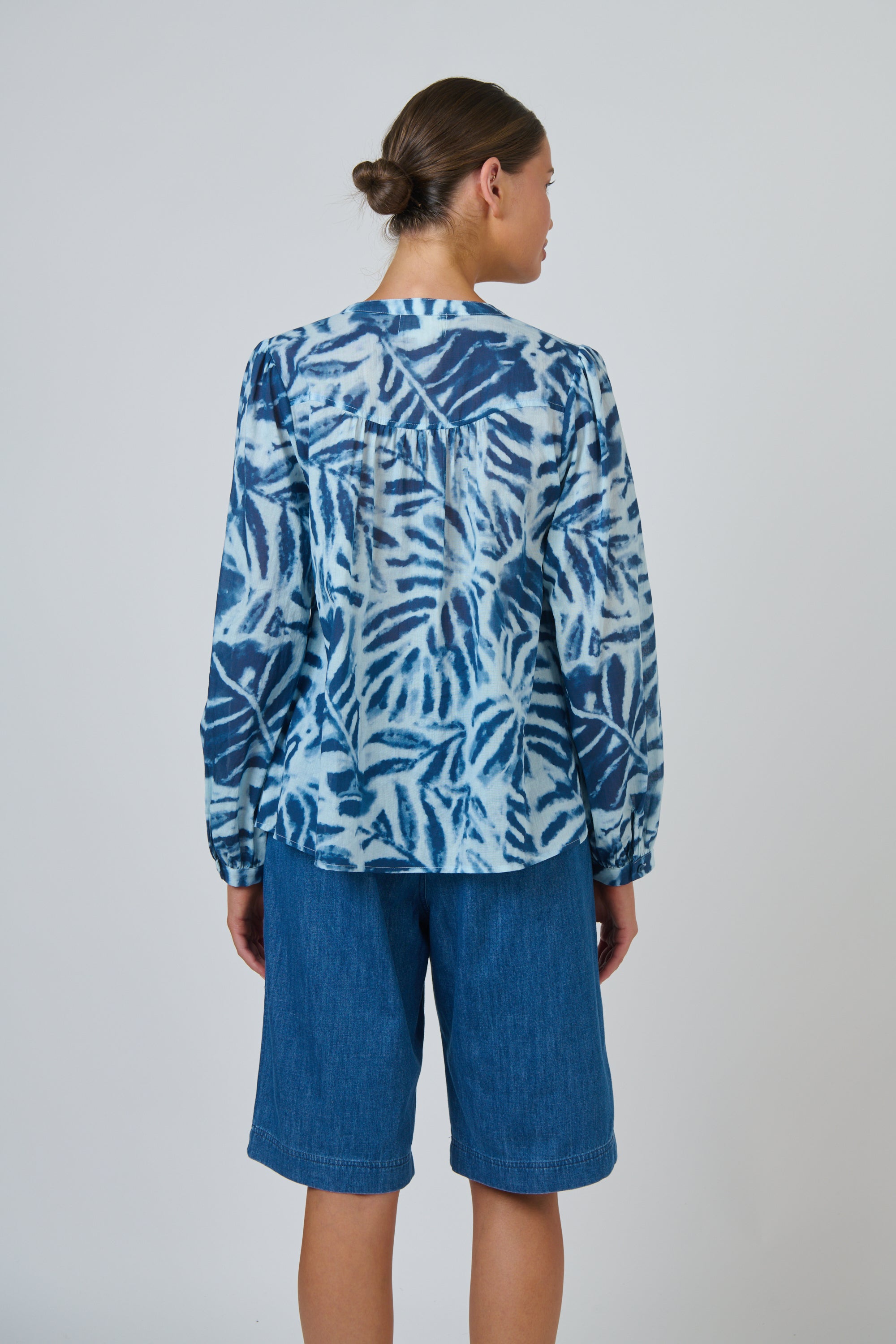 OLIVE ET JULIE Sleeved Cotton Blouse PALMIER