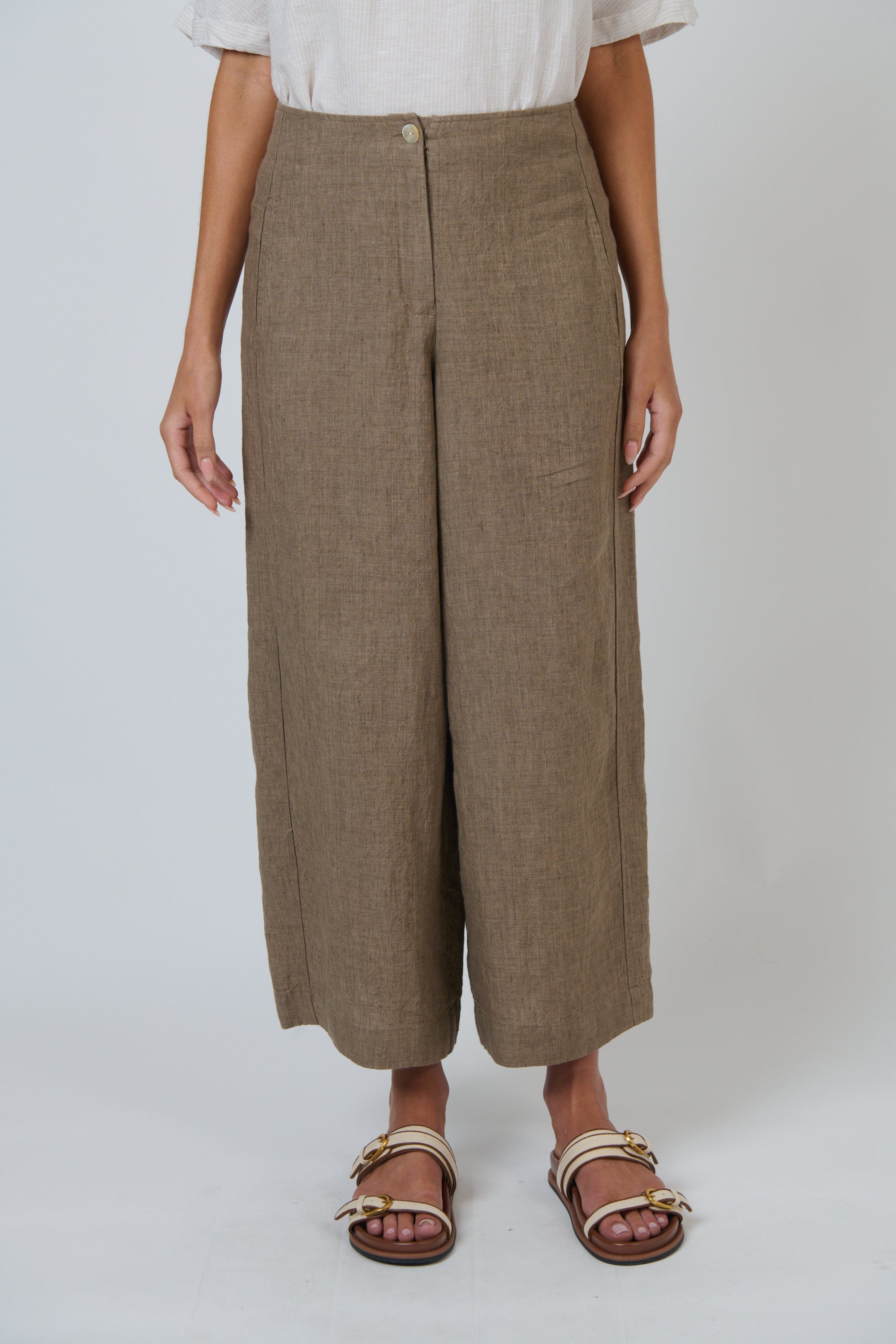 OLIVE ET JULIE Wide Leg Linen Pant AGATE
