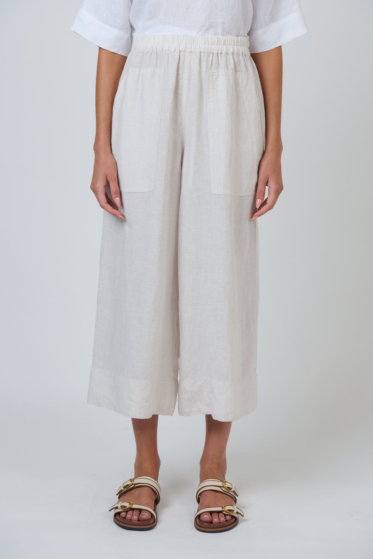 OLIVE ET JULIE Cropped Linen Pant SESAME