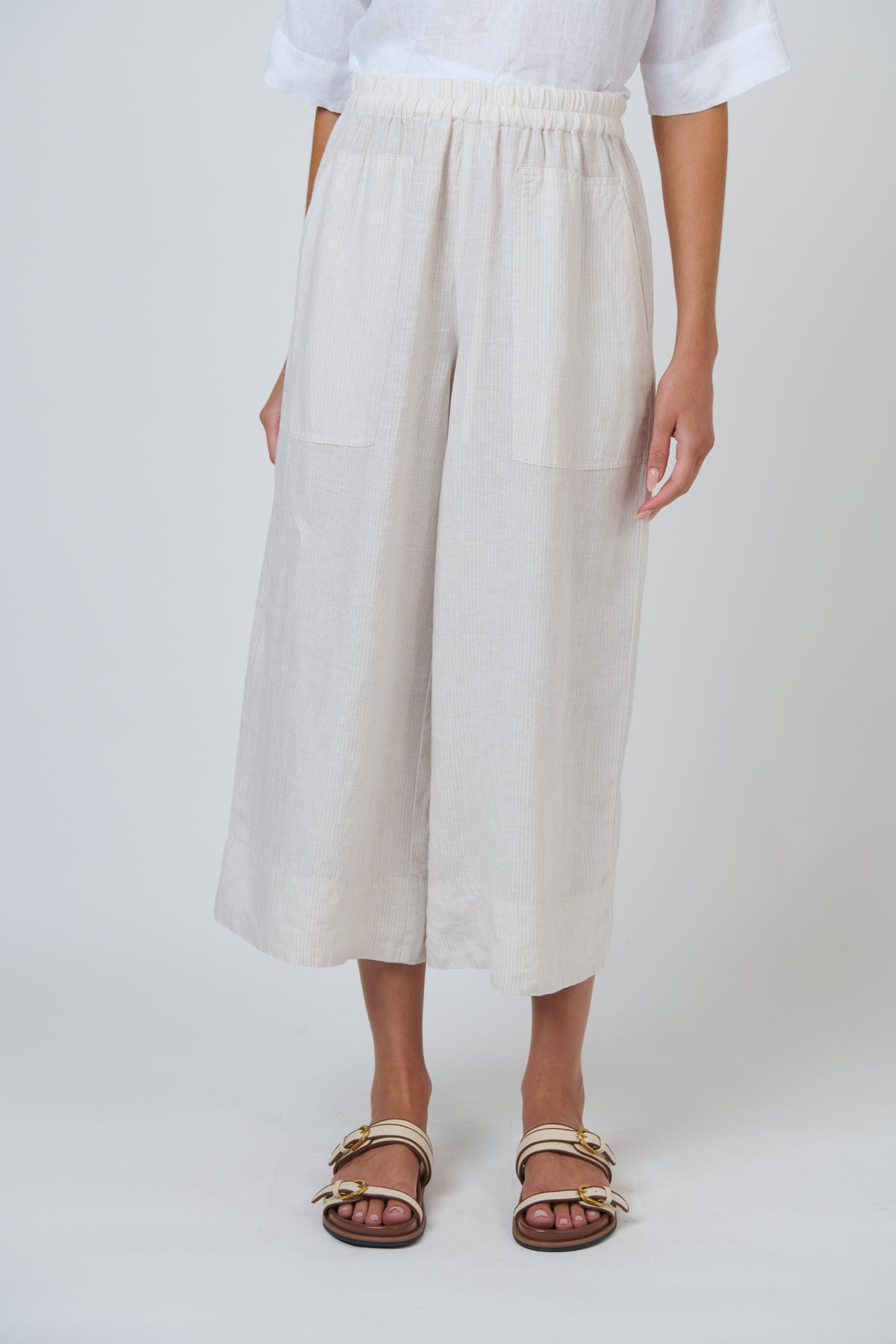 OLIVE ET JULIE Cropped Linen Pant SESAME