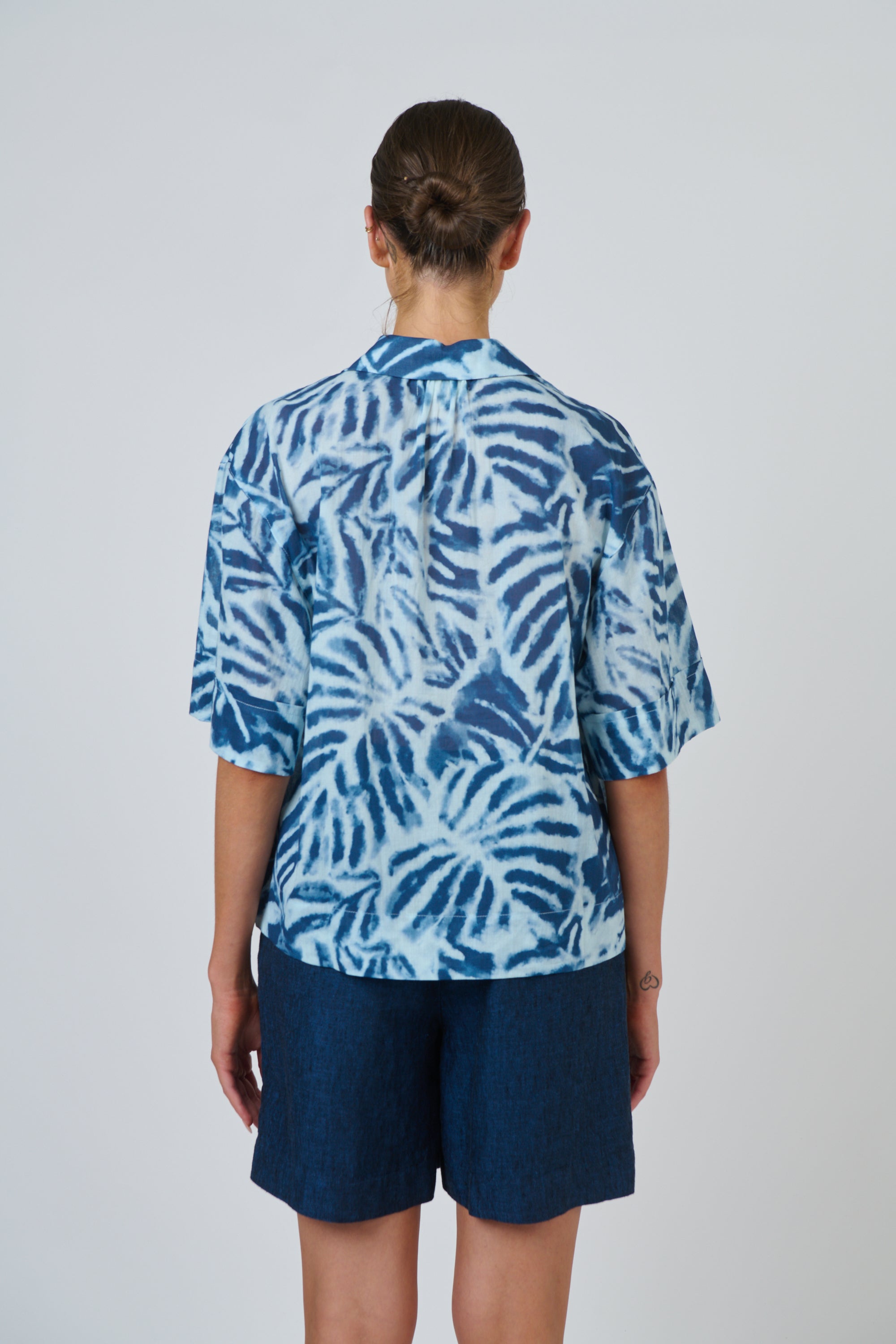 OLIVE ET JULIE Boxy Cotton Blouse PALMIER