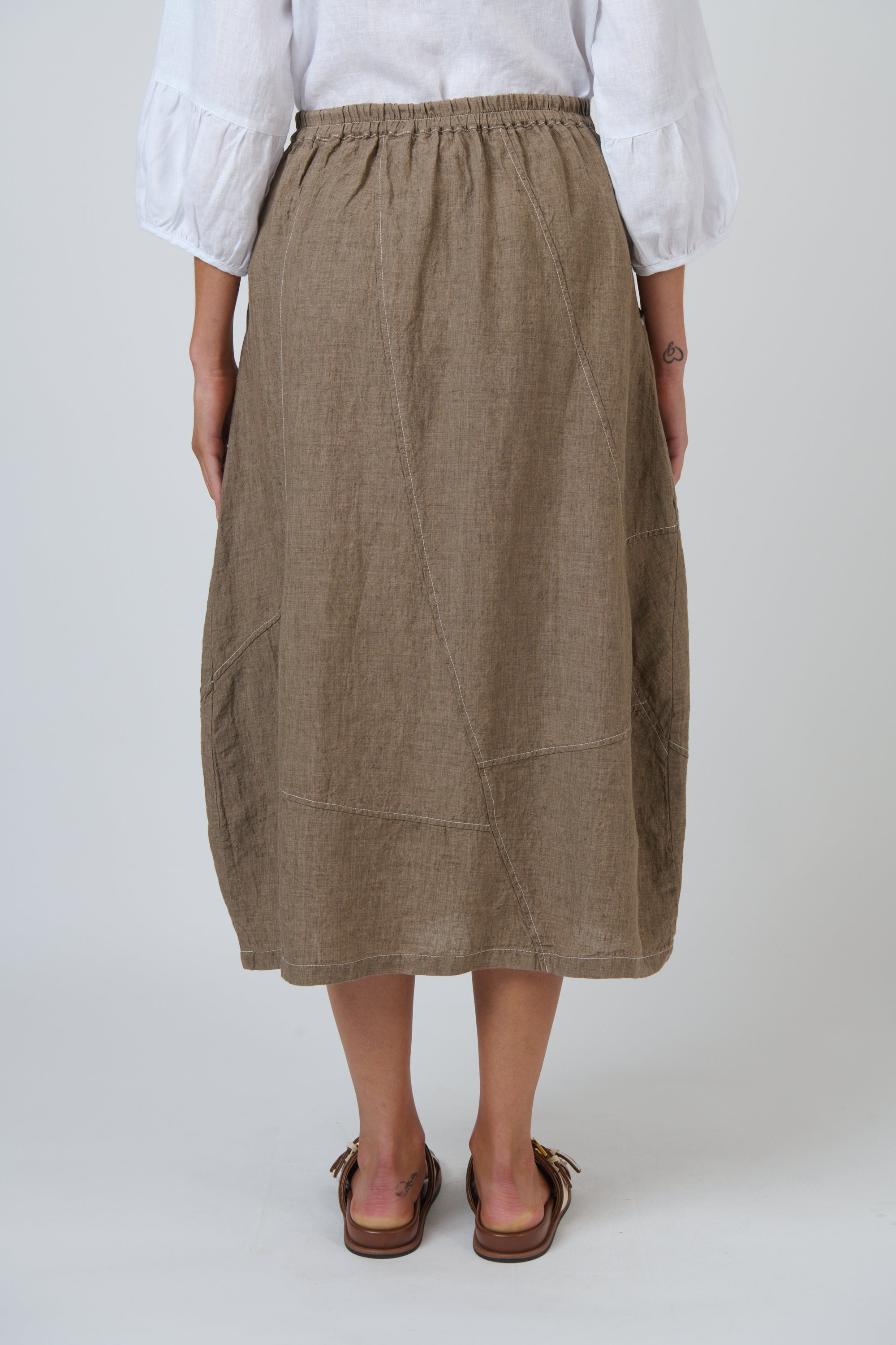 OLIVE ET JULIE Linen Midi Skirt AGATE