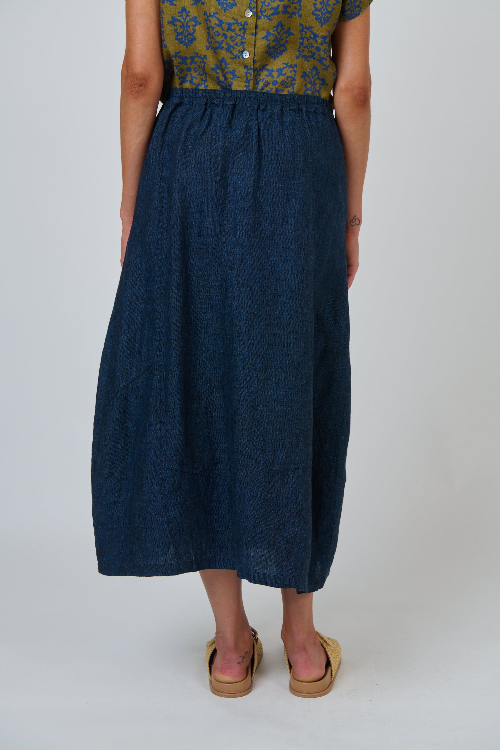 OLIVE ET JULIE Linen Midi Skirt ECLIPSE