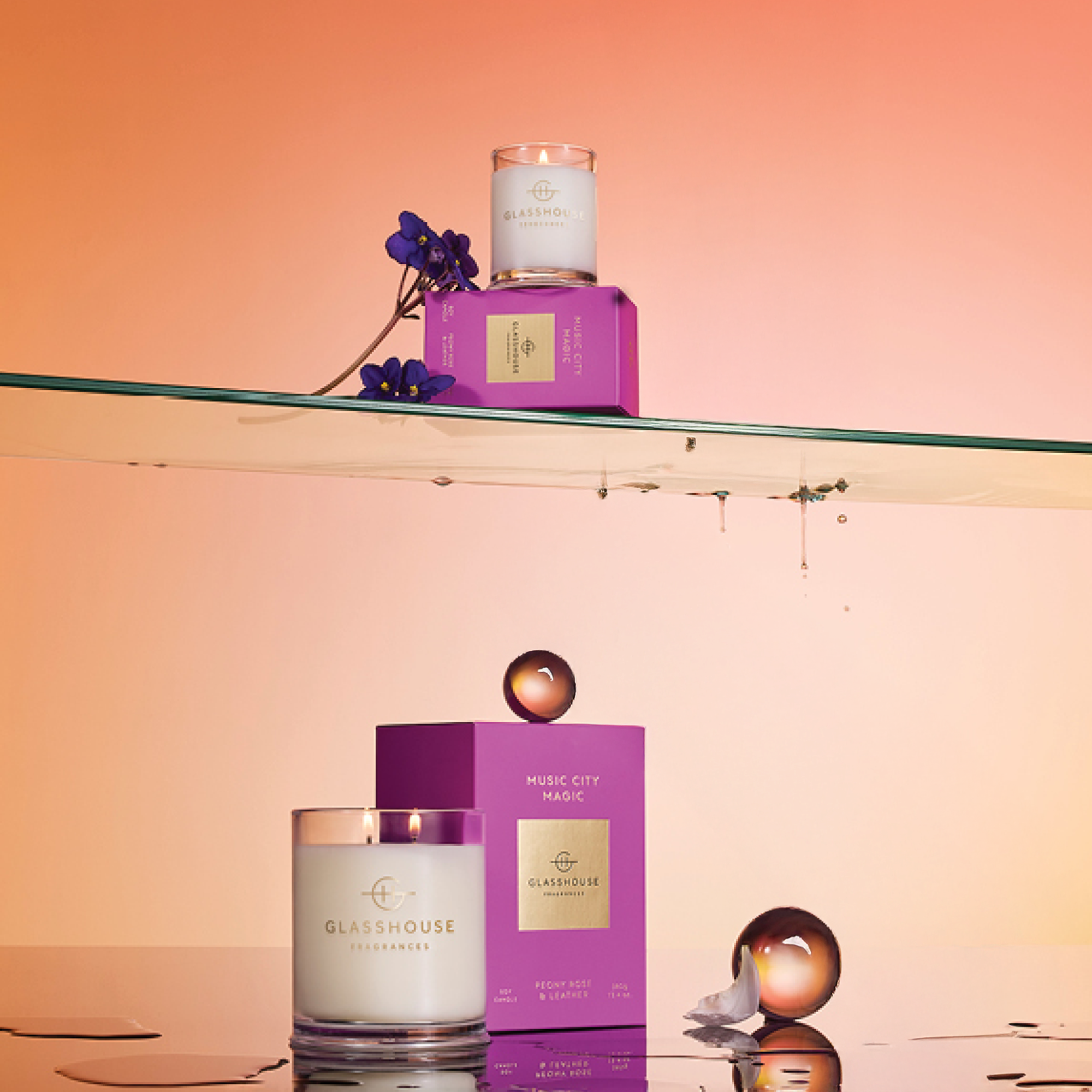 GLASSHOUSE 380g Candle MUSIC CITY MAGIC