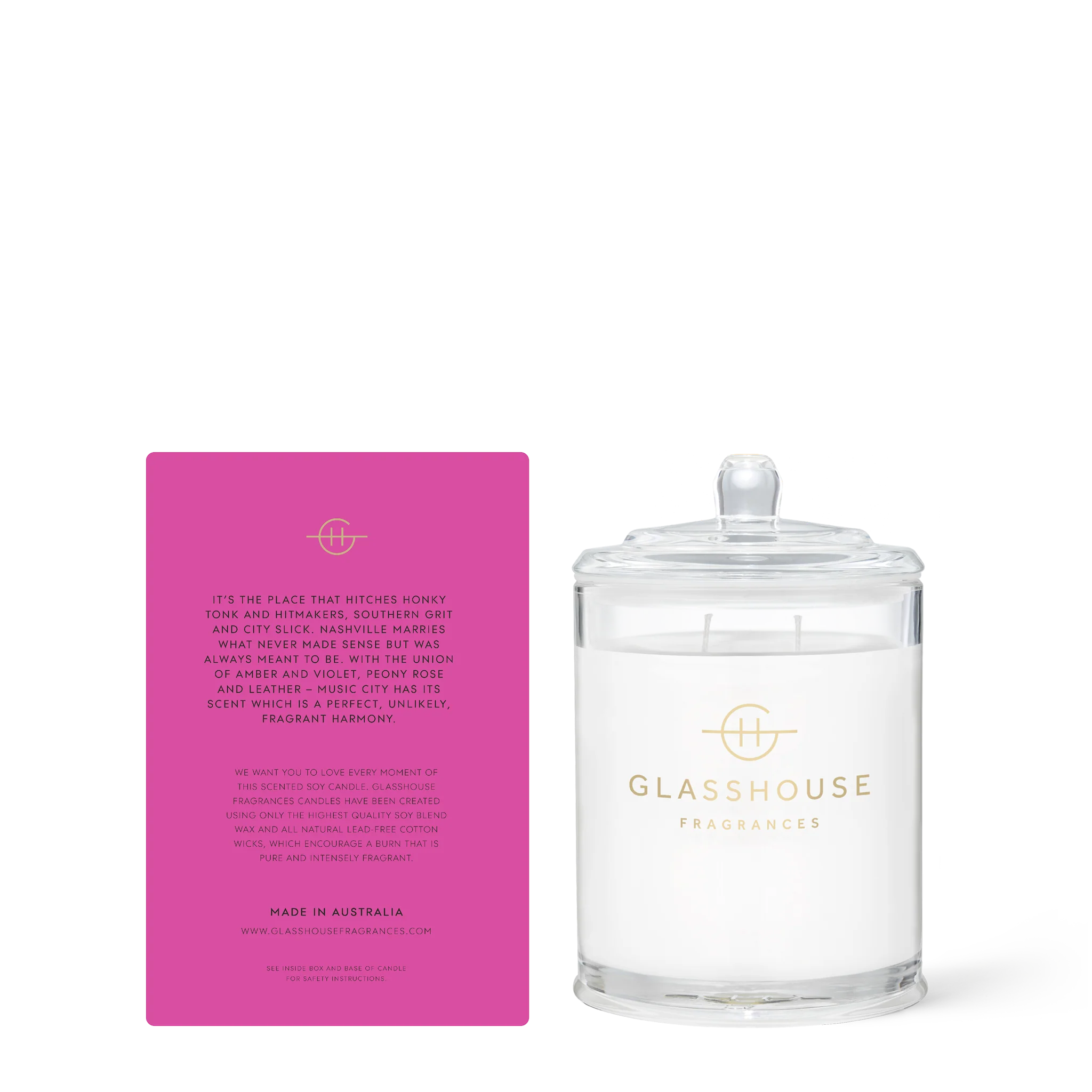 GLASSHOUSE 380g Candle MUSIC CITY MAGIC