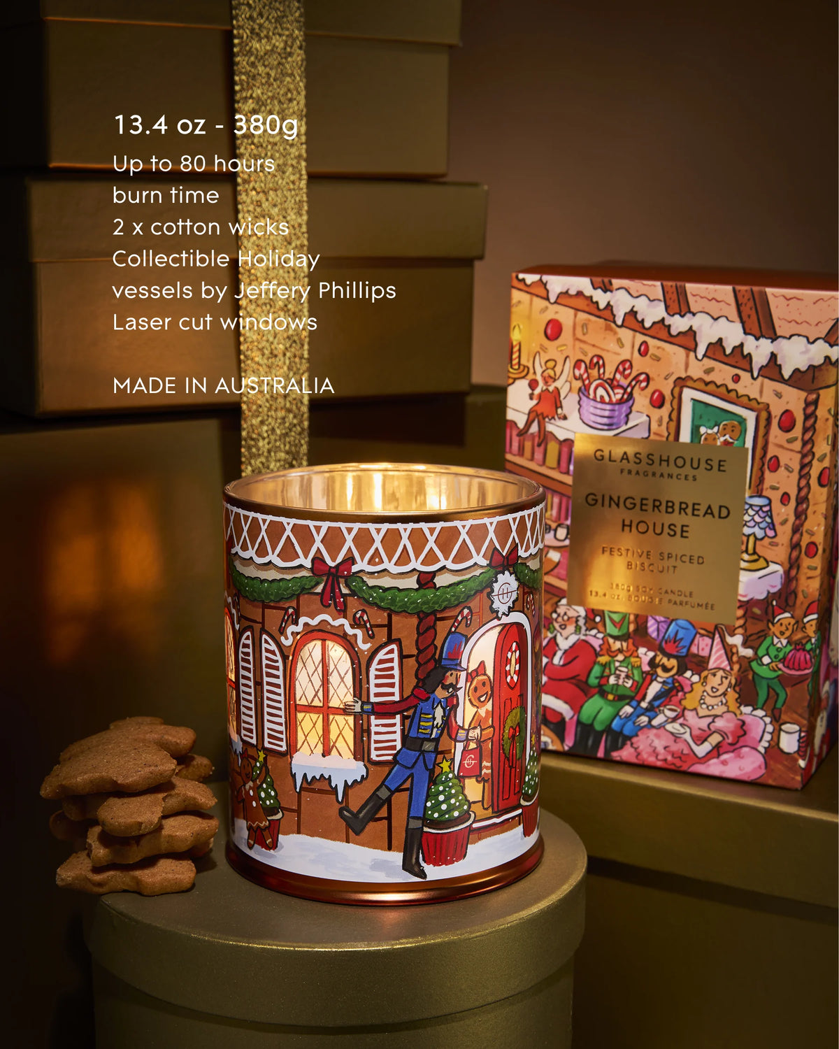 GLASSHOUSE 380g Candle GINGERBREAD HOUSE