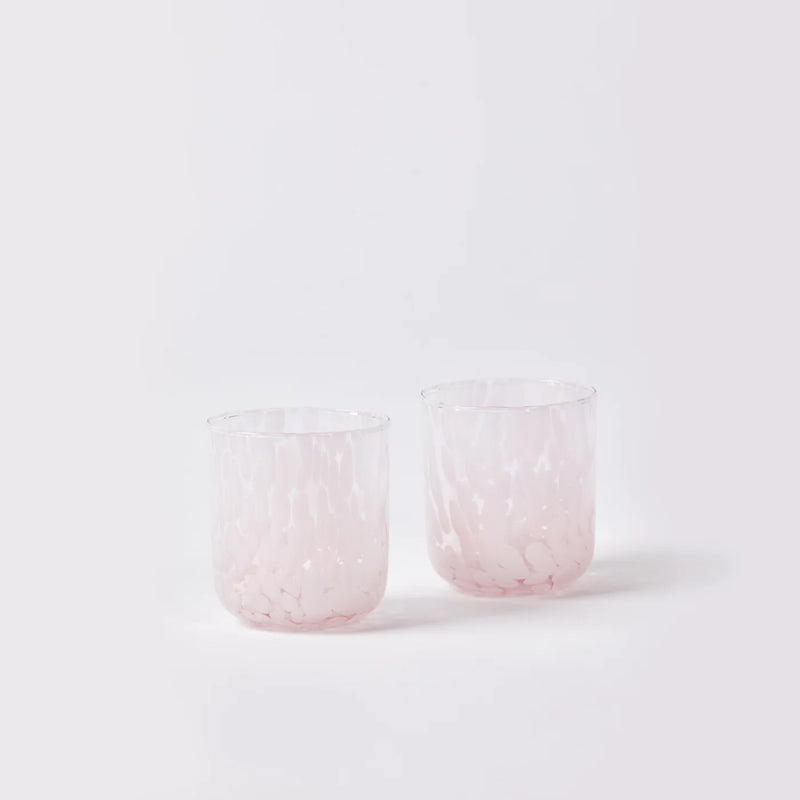 B&N23 Glass Tumblers Set 2 DOTS PINK