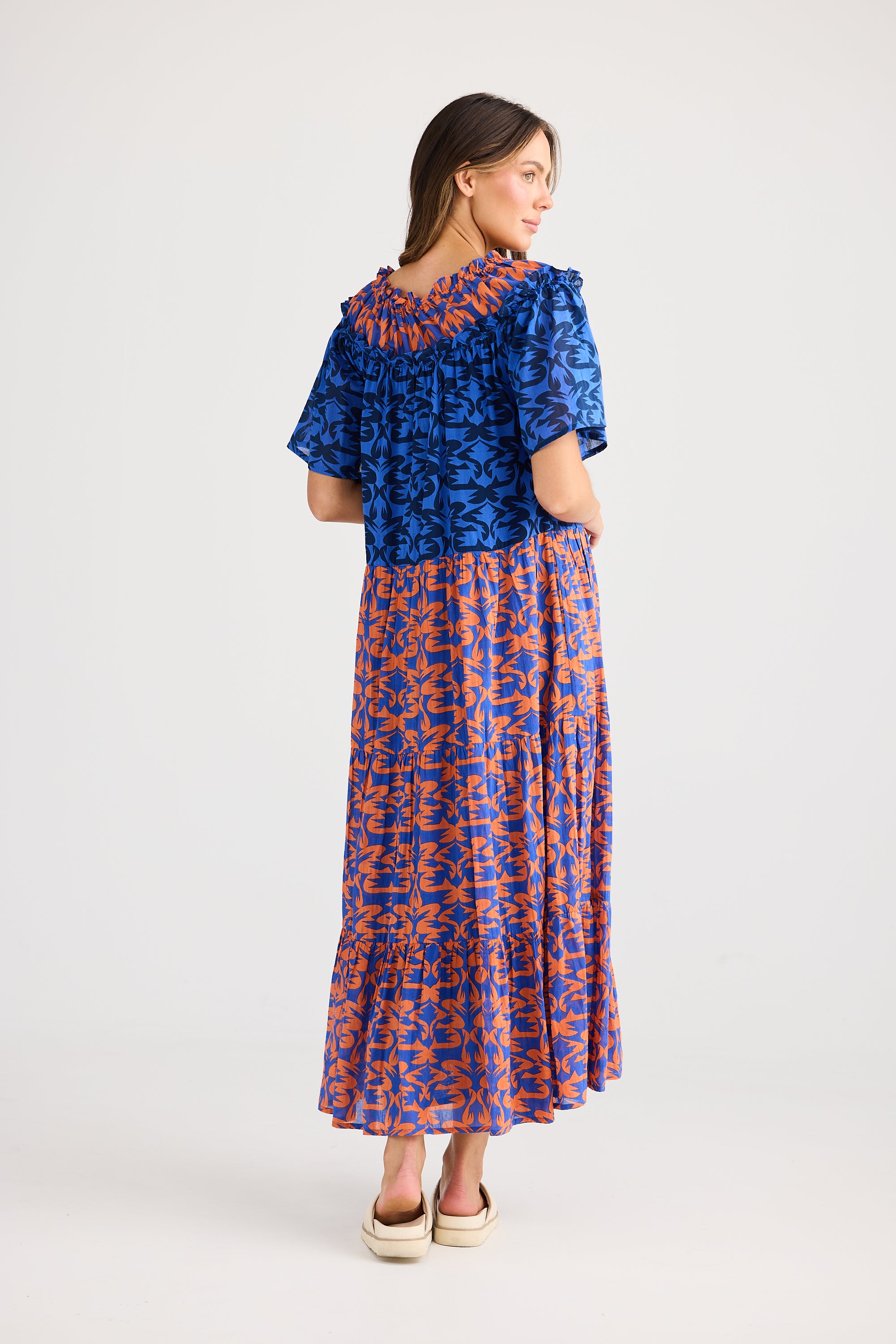 HOLIDAY Soleil Midi Dress ORANGE MOSIAC PRINT