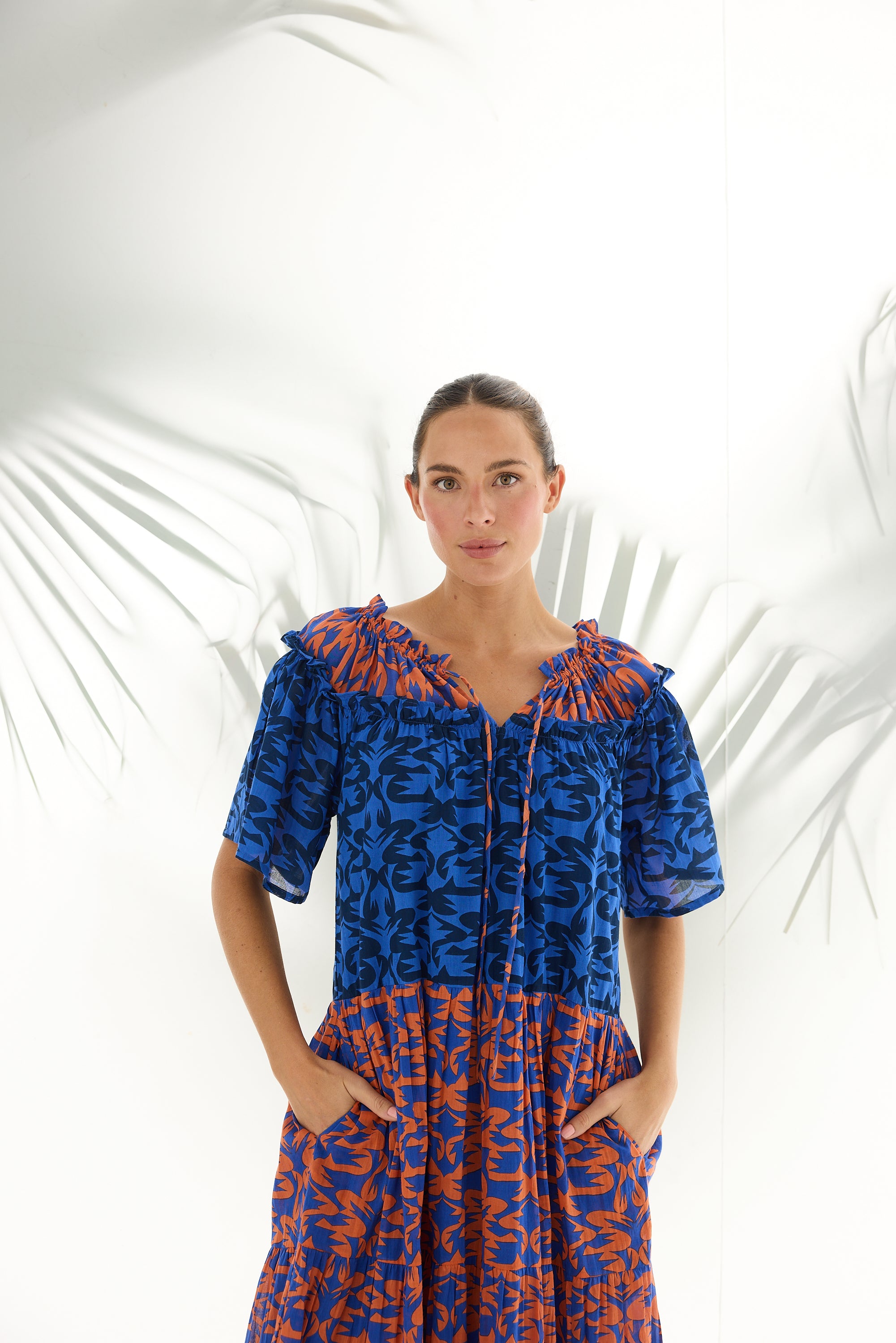 HOLIDAY Soleil Midi Dress ORANGE MOSIAC PRINT