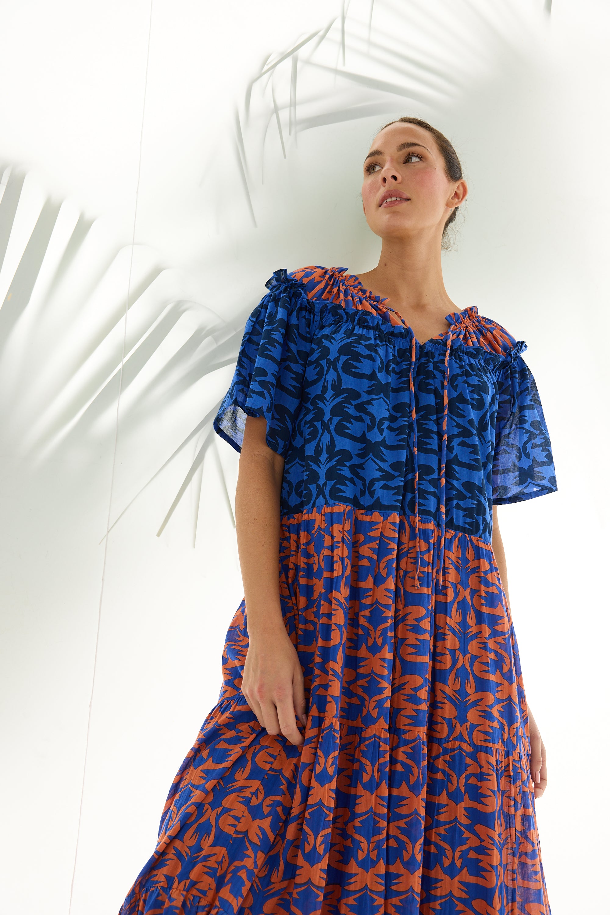 HOLIDAY Soleil Midi Dress ORANGE MOSIAC PRINT