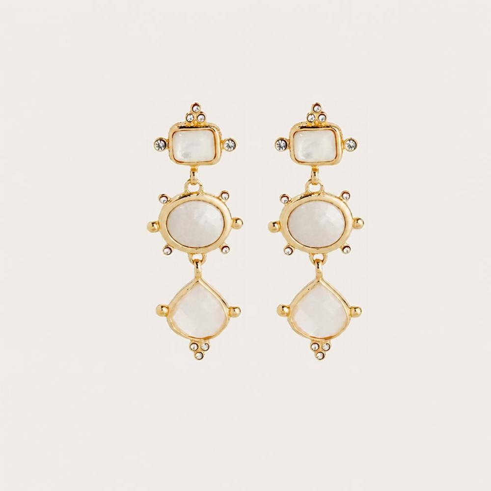 GAS BIJOUX Tiki Pearl Triple Drop Earrings