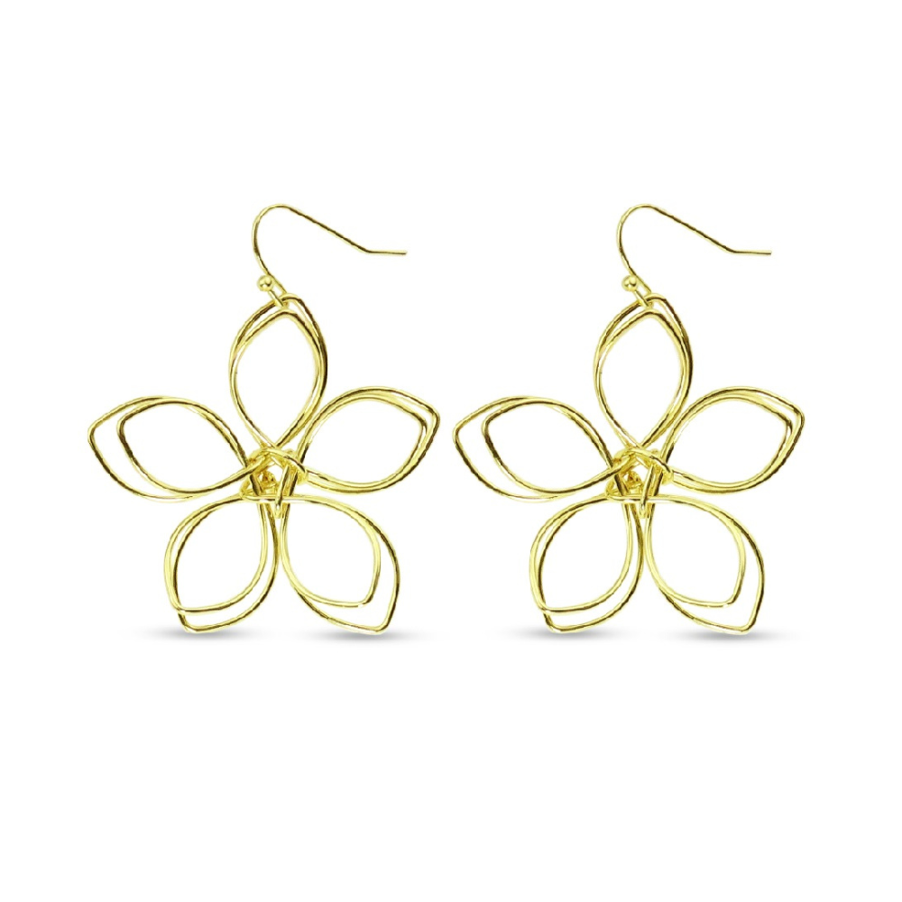 Open Flower Wire Hoop GOLD