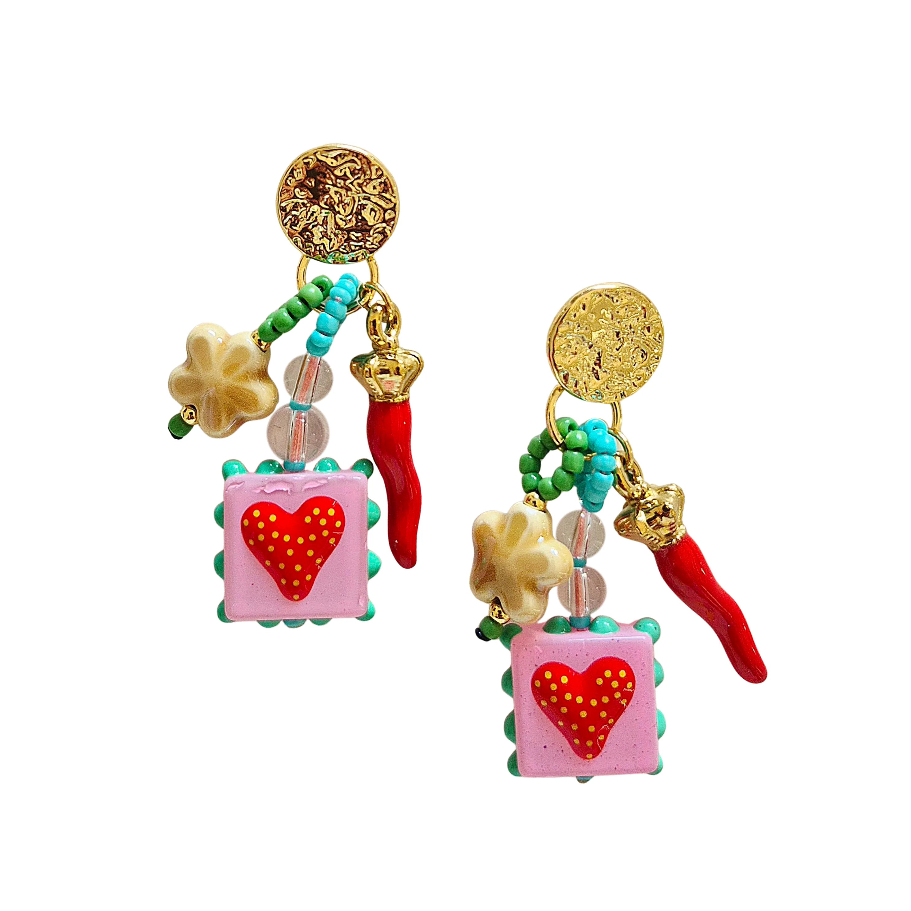 Multi Charm Earrings RED CHILLI
