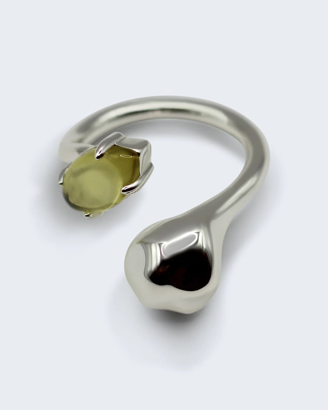 F+H Eccentric Hammered Ring Lemon Quartz SILVER