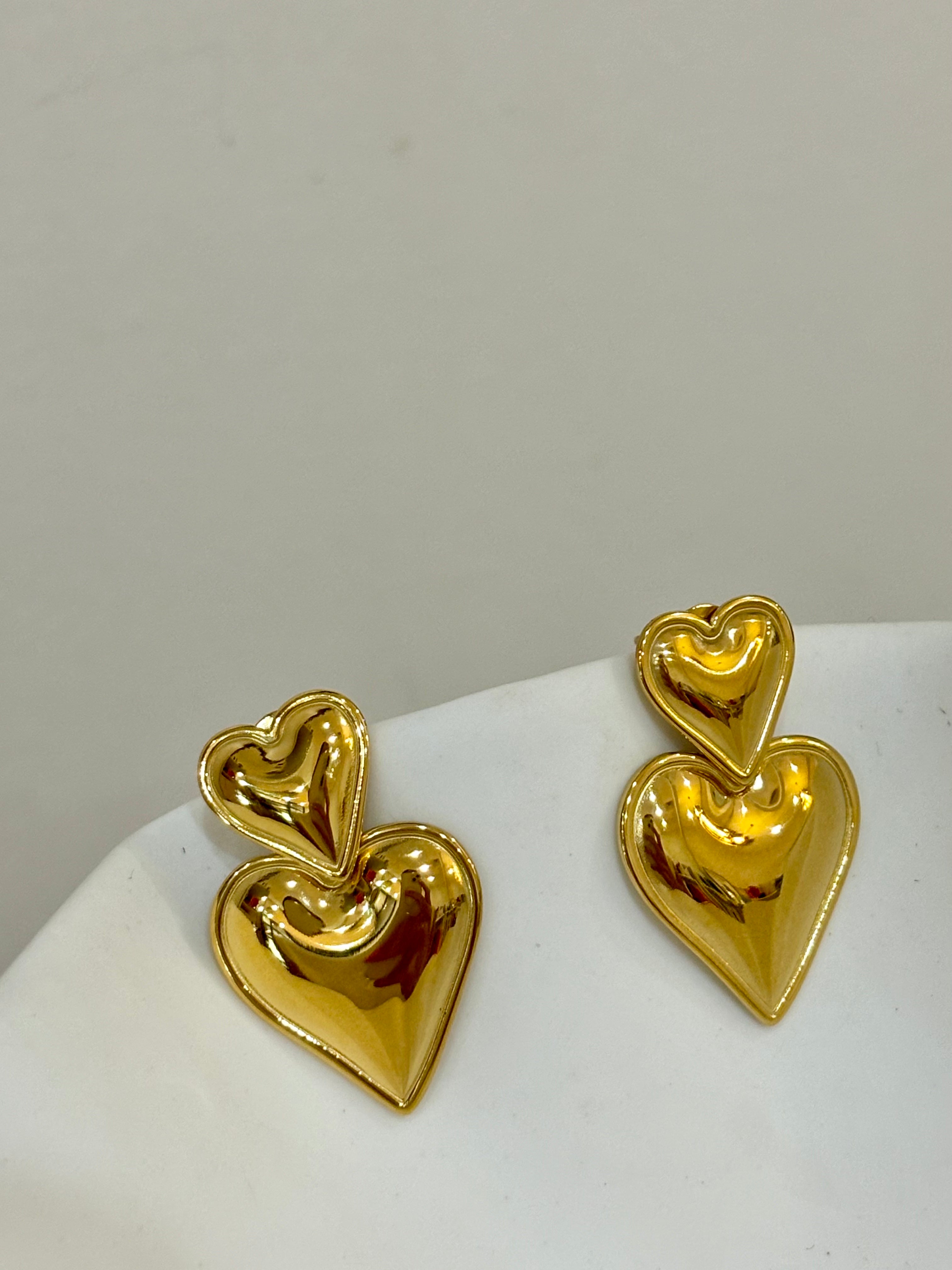 Heart Heart Earrings GOLD